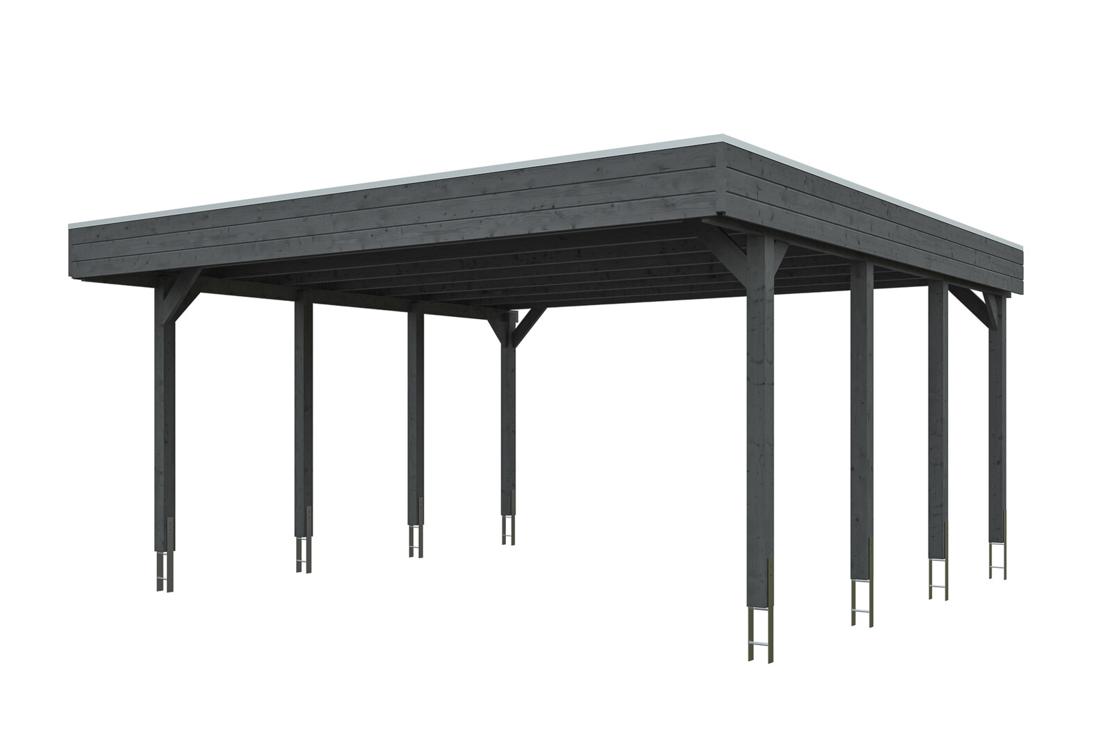 Carport Friesland 557 x 555 cm mit Aluminiumdach, schiefergrau