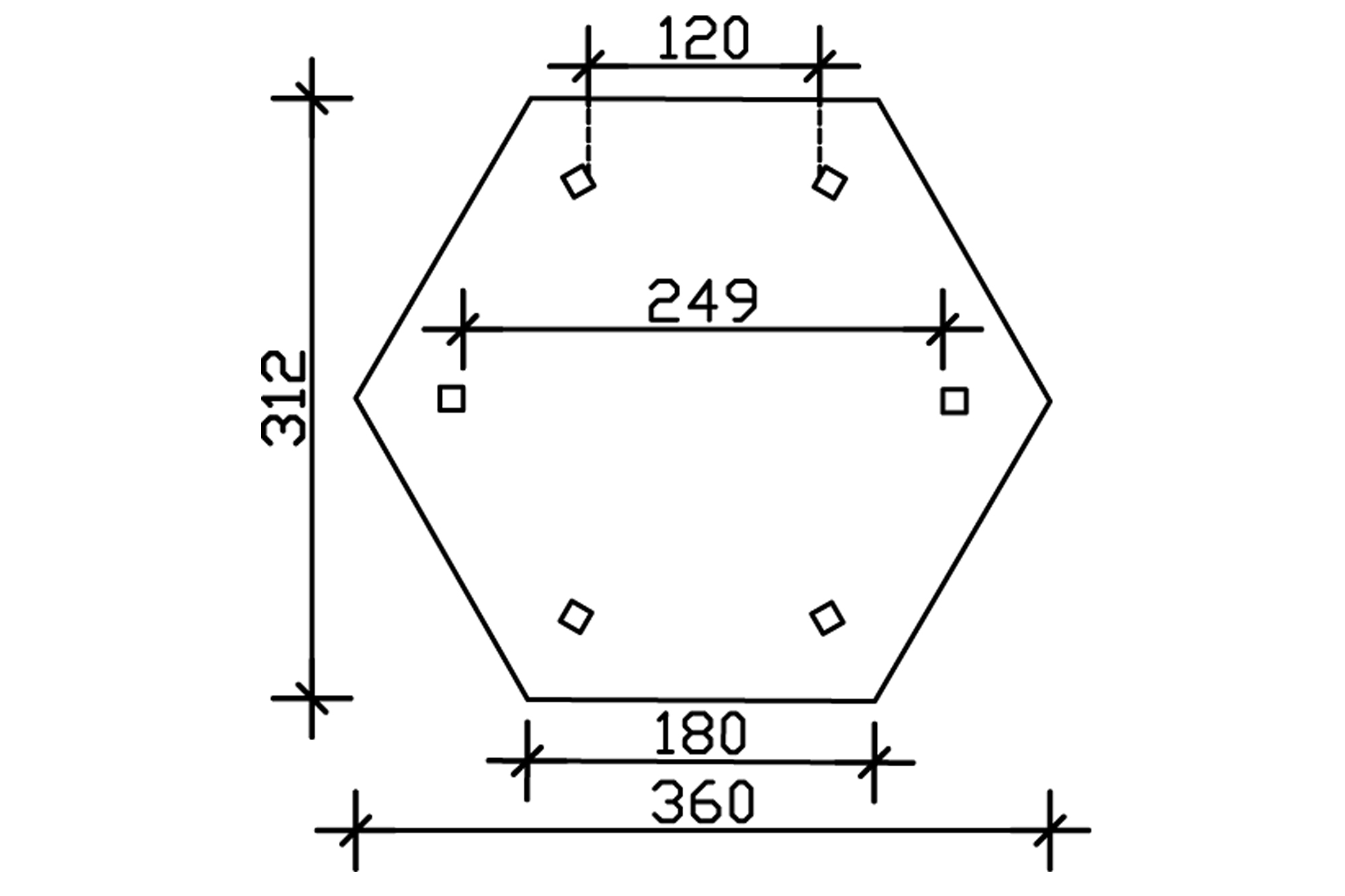 Gloriette NANCY 1 (ø 360cm) hexagonale, bois lamellé-collé, non traité