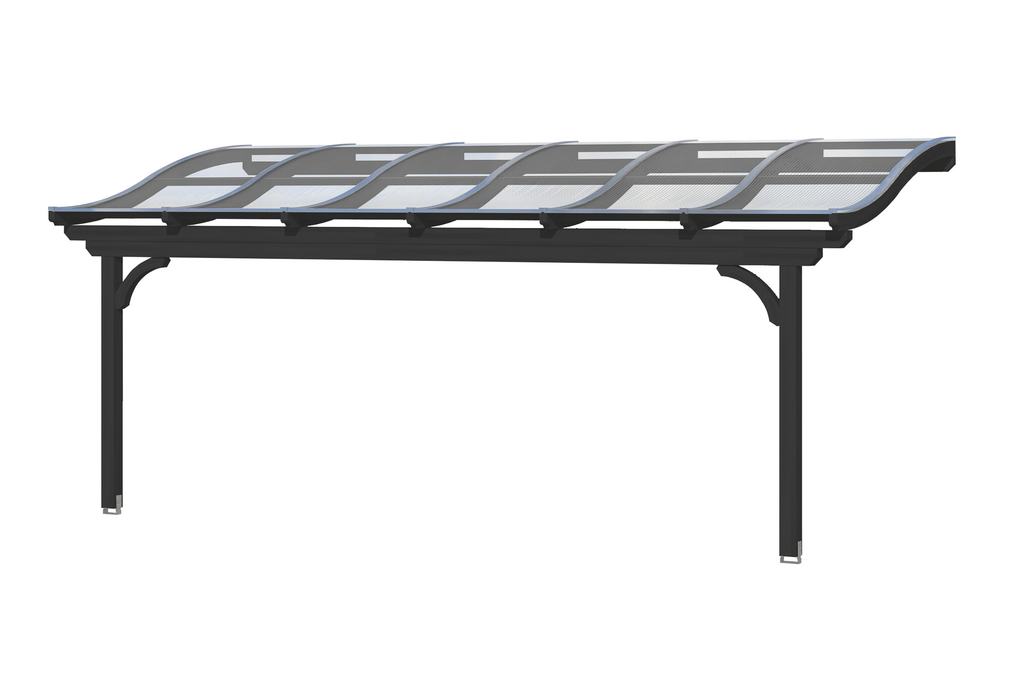 Pergola adossée VERONA 648x239cm, bois lamellé-collé, traitement coloré anthracite
