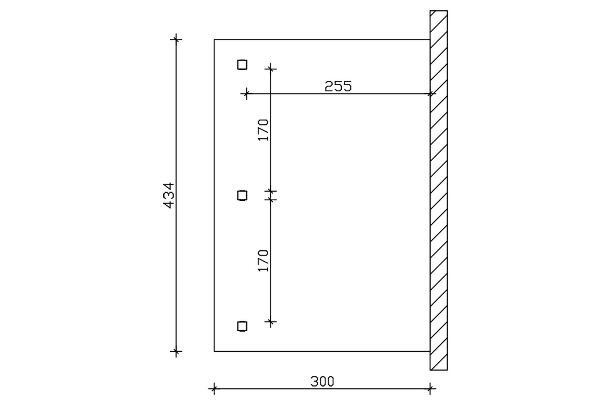 Grafik (Grundriss): Terrassenüberdachung Rimini 434x300 cm