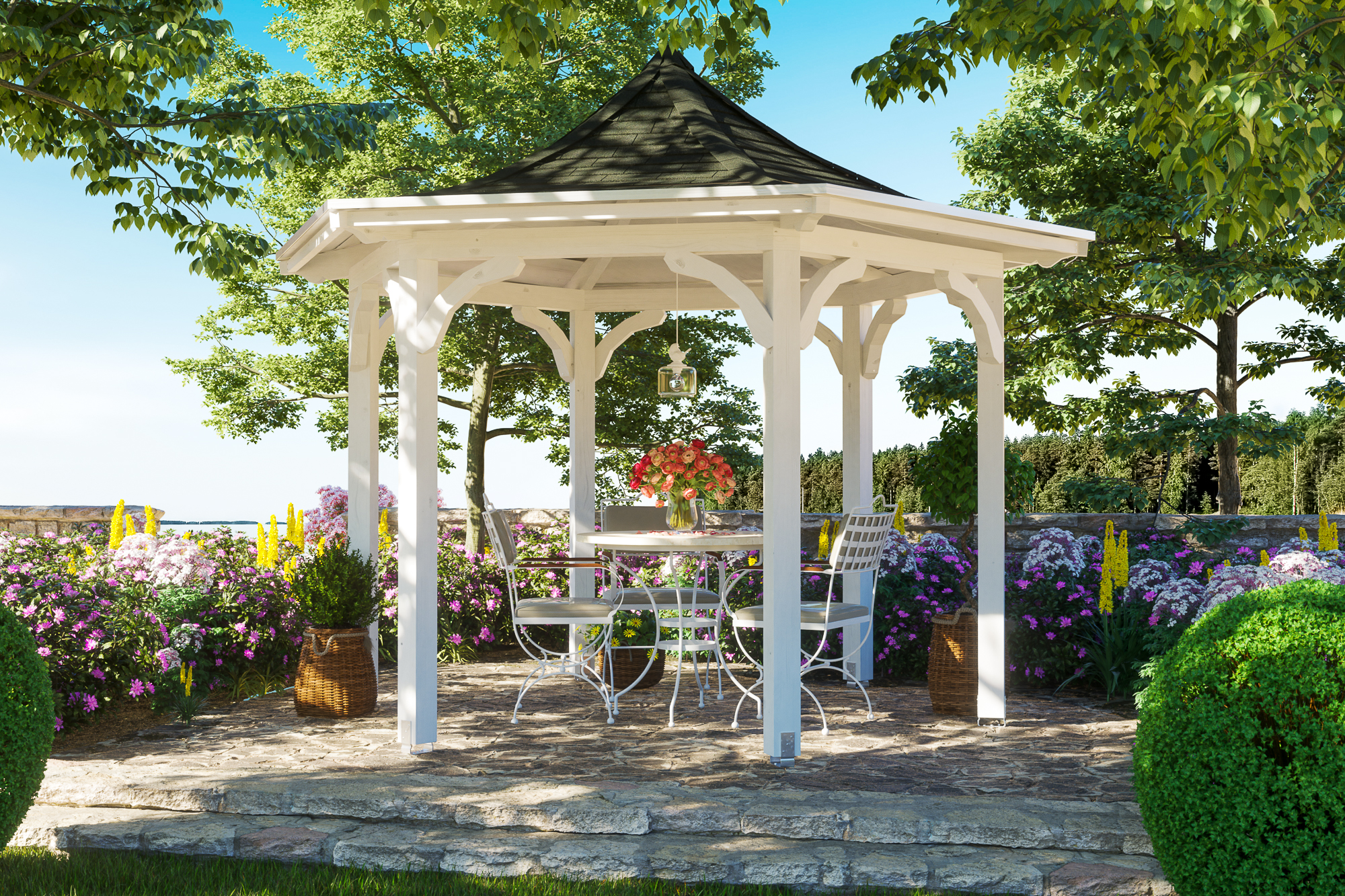 Ambientebild: Pavillon Versailles, farblich behandelt in weiß