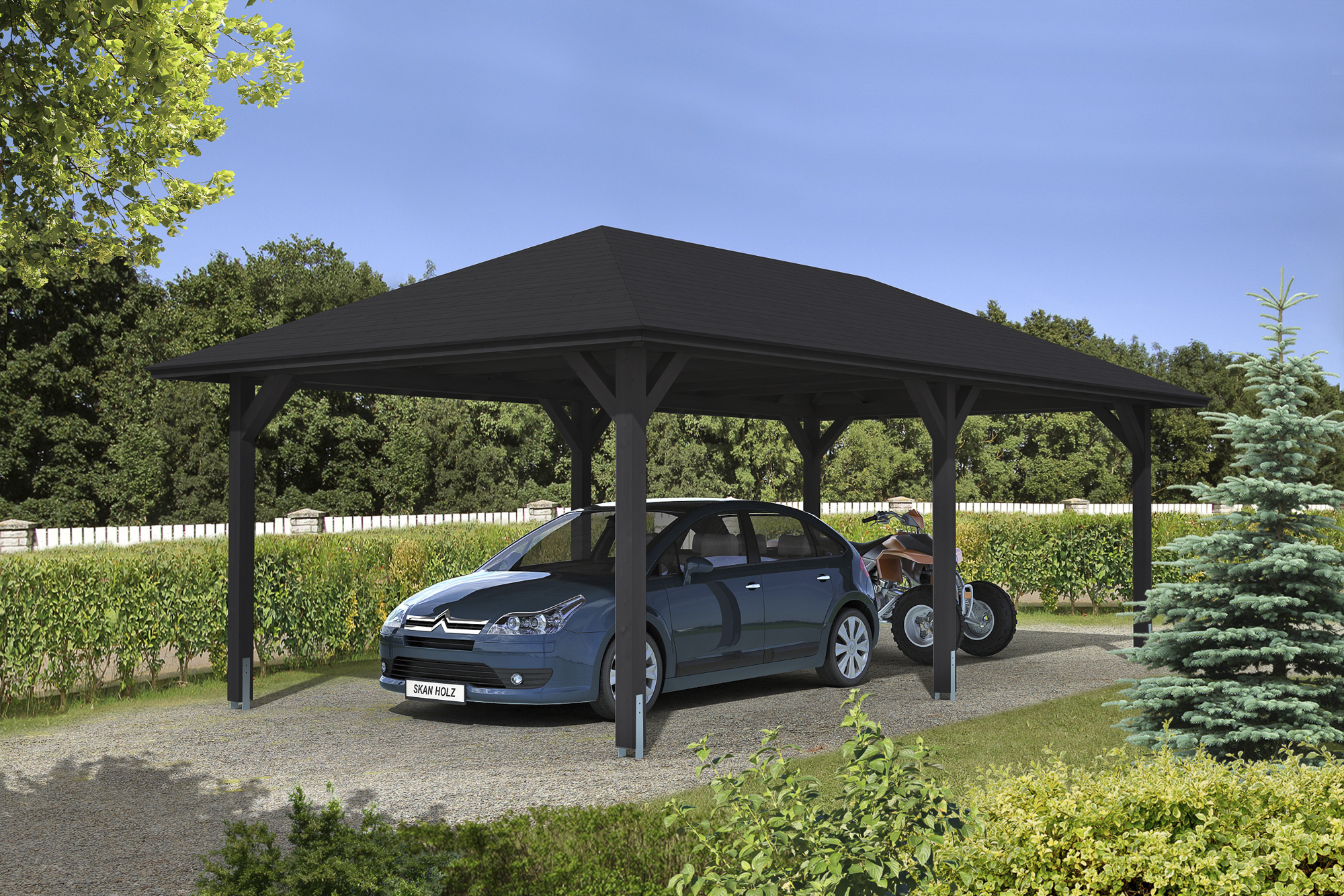 Ambientebild: Carport Taunus Größe 2, farblich behandelt in anthrazit