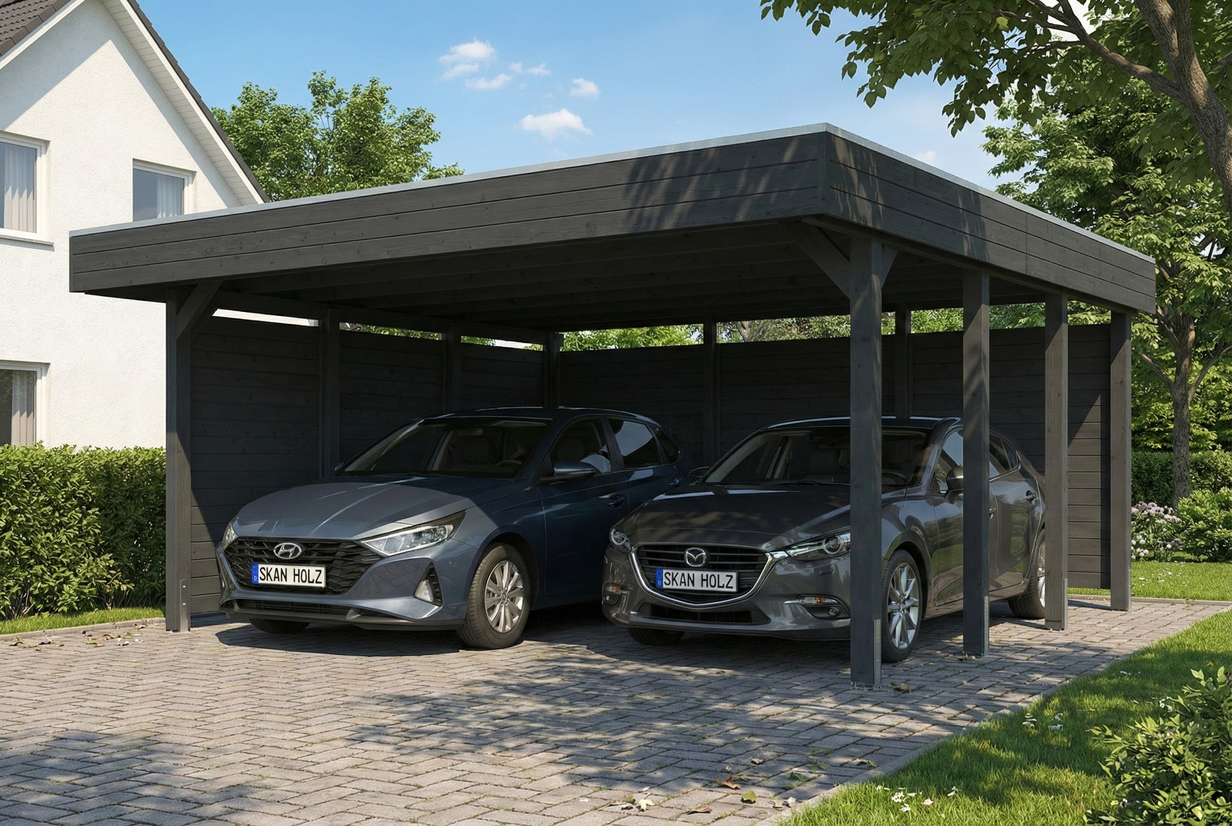 Carport Friesland Set C, 546 x 555 cm, met zij- en achterwand, antraciet