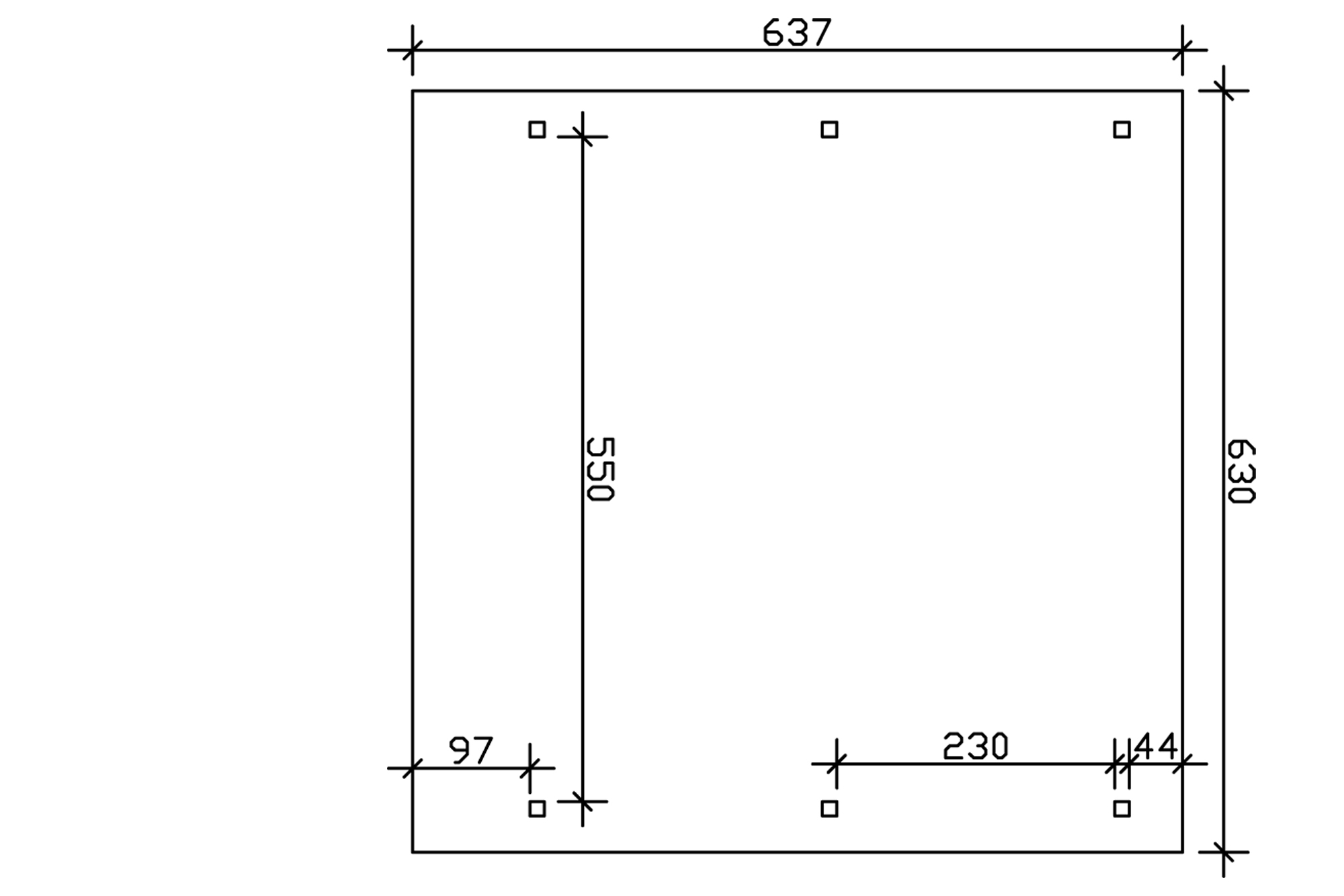 Grafik (Grundriss): Carport Wendland 630 x 637 cm