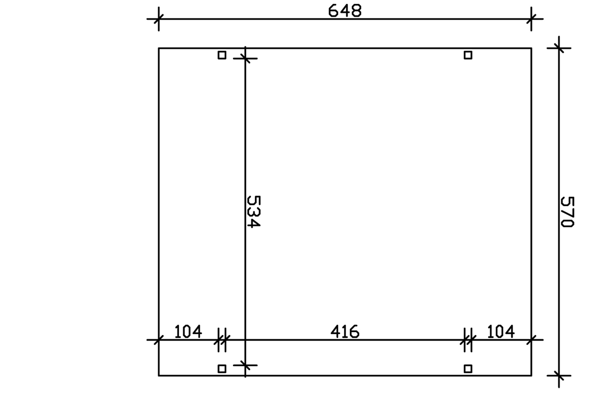 Carport Westerwald 570 x 648 cm, onbehandeld, met polycarbonaatplaten