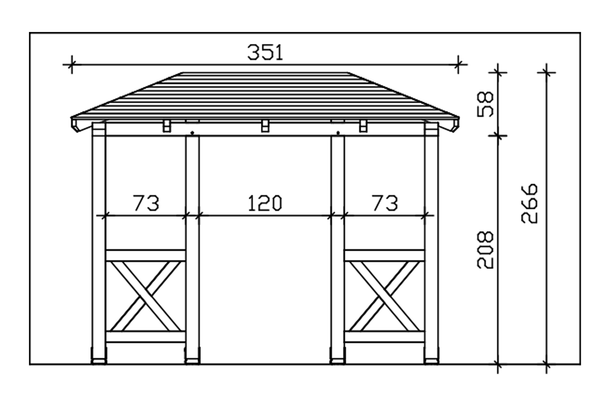 Vordach Wismar Typ 5, 351 x 134 cm, eiche hell