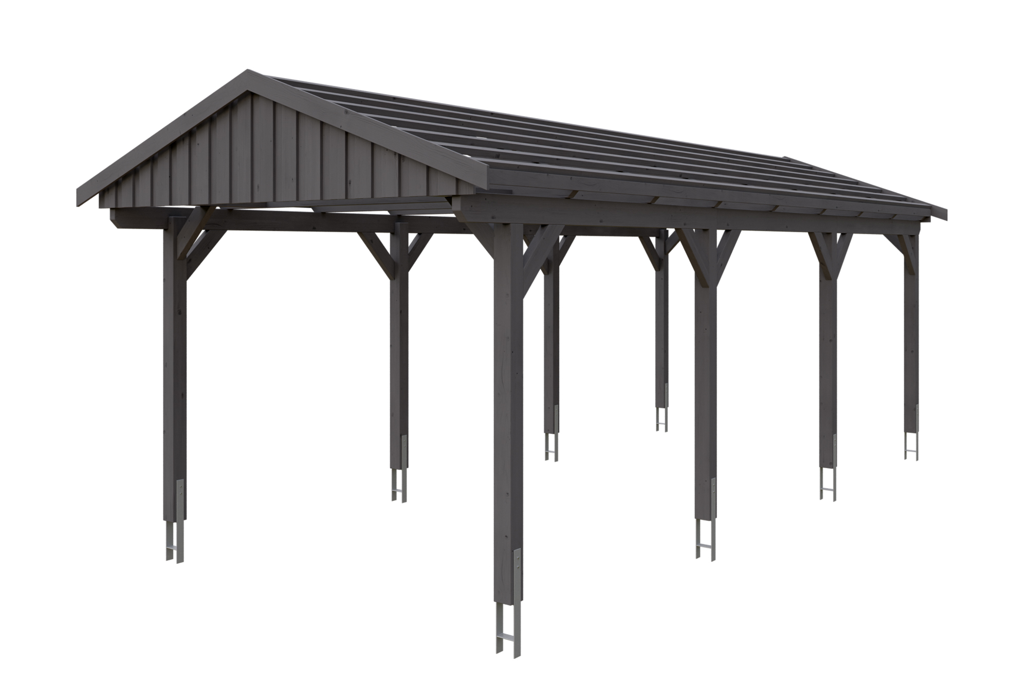 Produktbild: Carport Fichtelberg 317 x 808 cm, farblich behandelt in schiefergrau, mit Dachlatten
