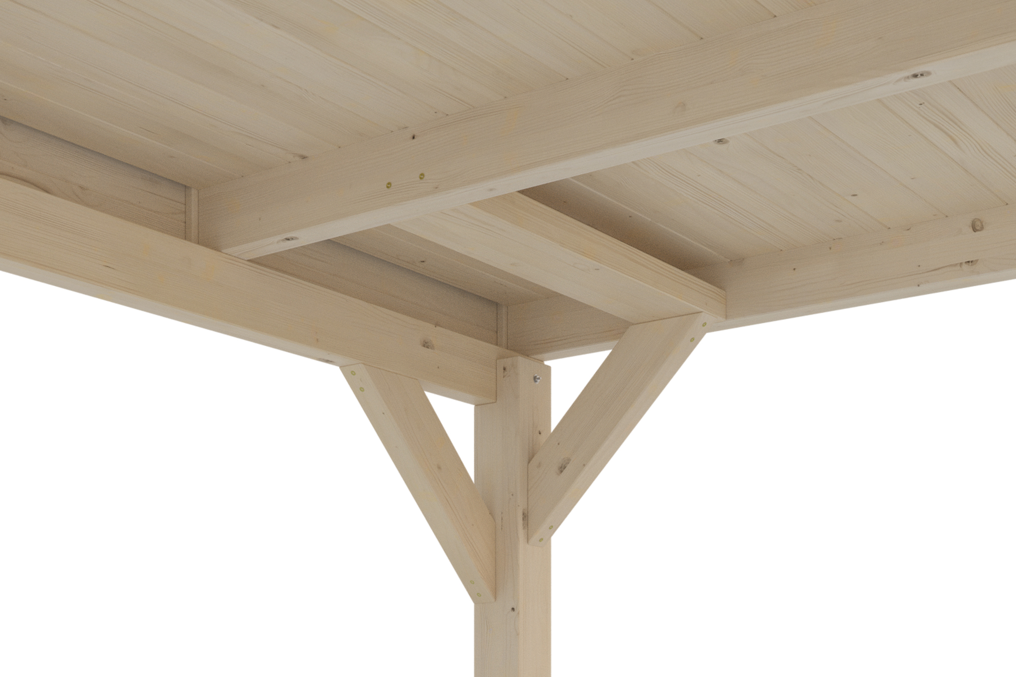 Detailbild: Dachkonstruktion beim Carport Grunewald, mit Dachschalung (von unten)