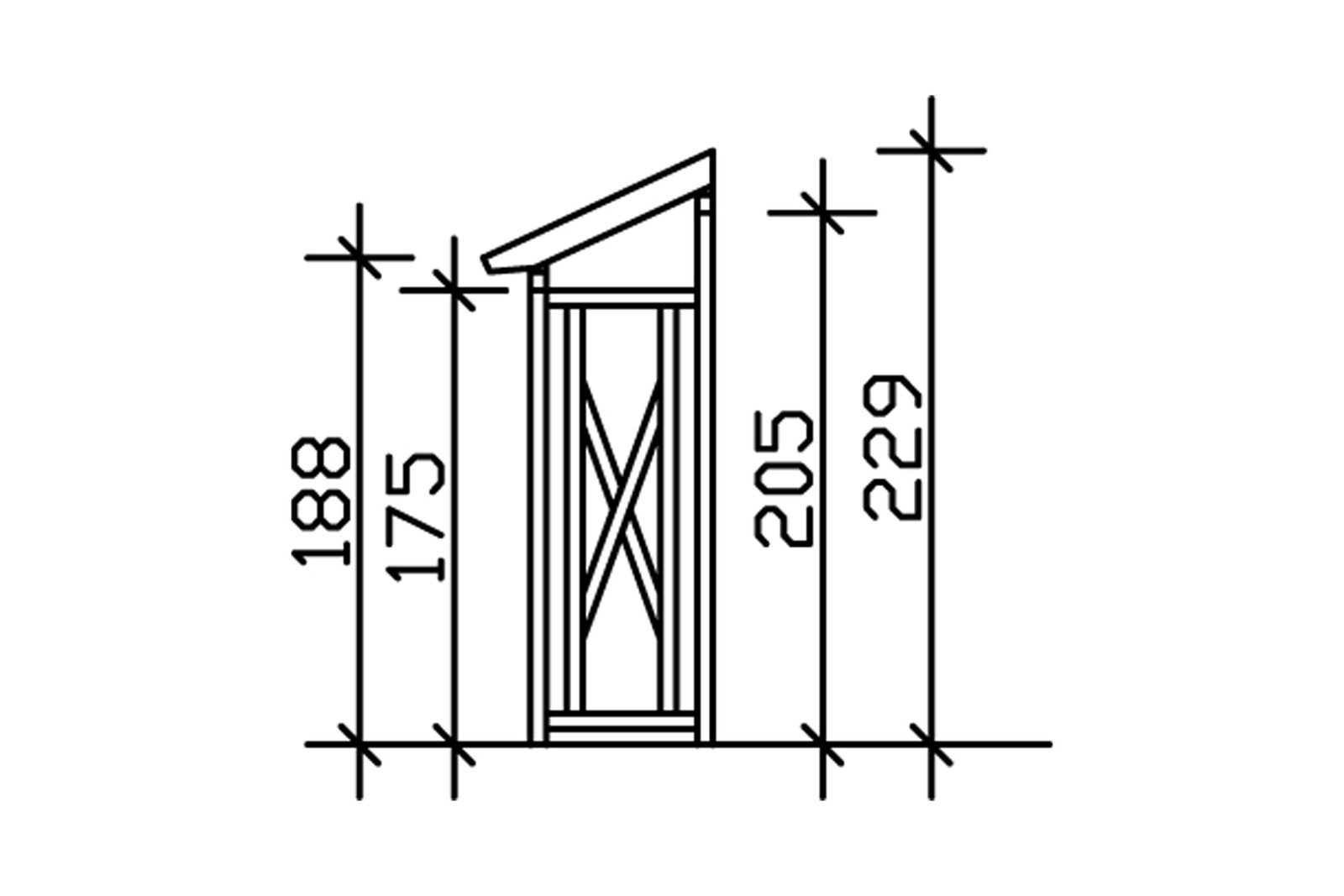 Wood store  Paul 1, 240 x 88 cm , untreated