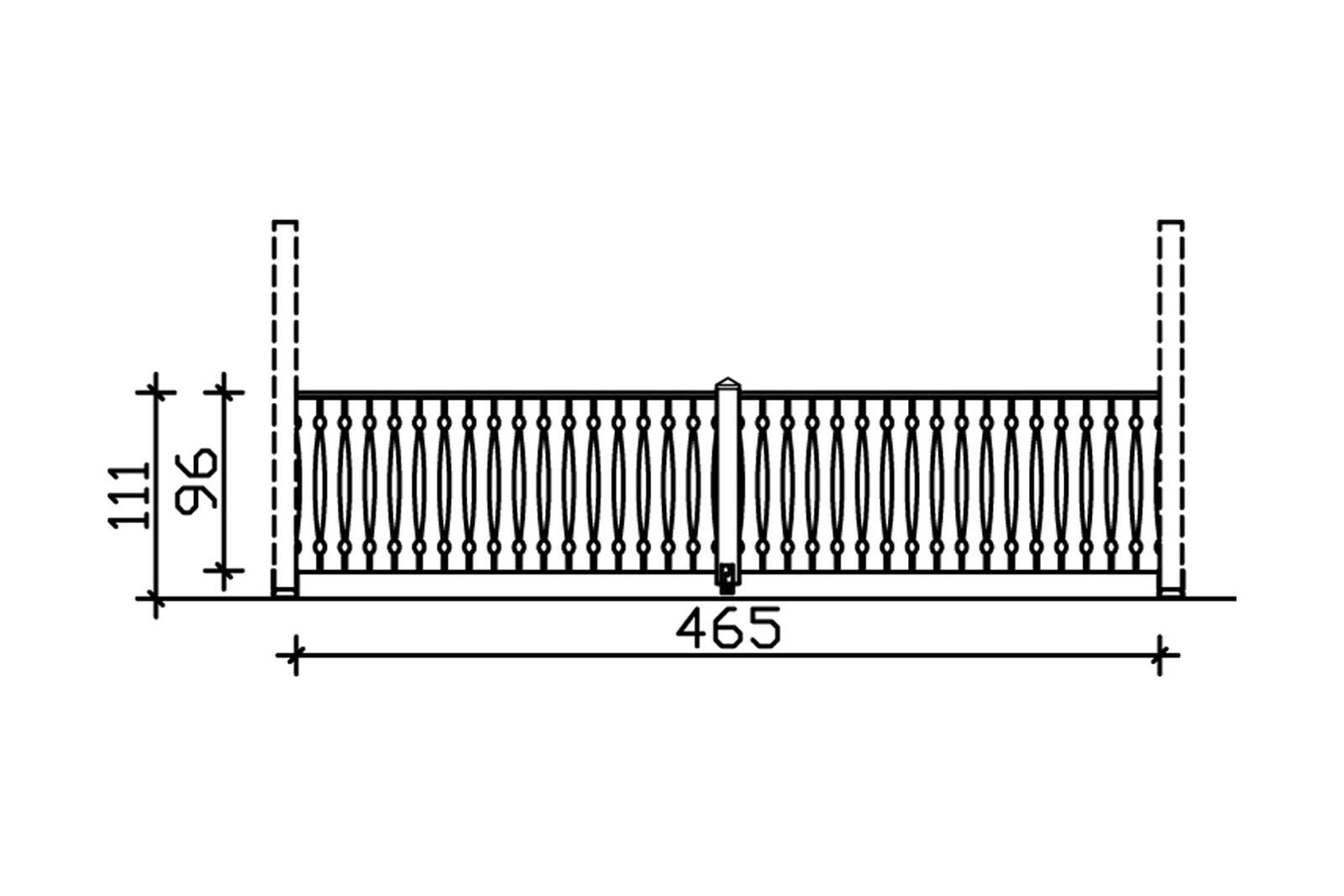 Balustrade balcony siding 465 x 96 cm, spruce, colour pre-treated in light oak