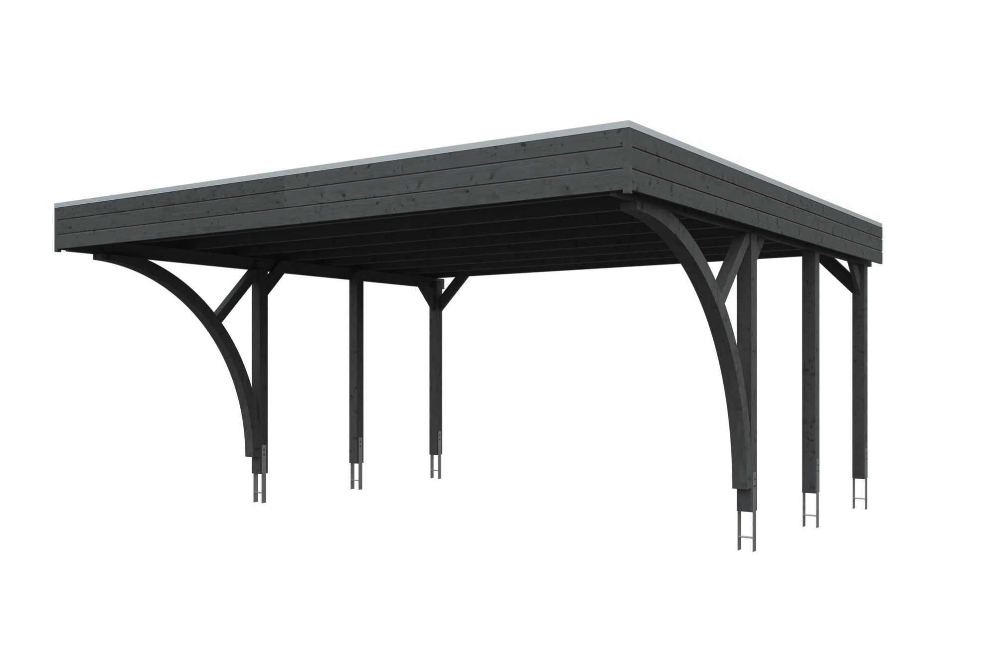 Produktbild: Carport Friesland 557 x 555 cm mit 2 Einfahrtsbögen, farblich behandelt in schiefergrau