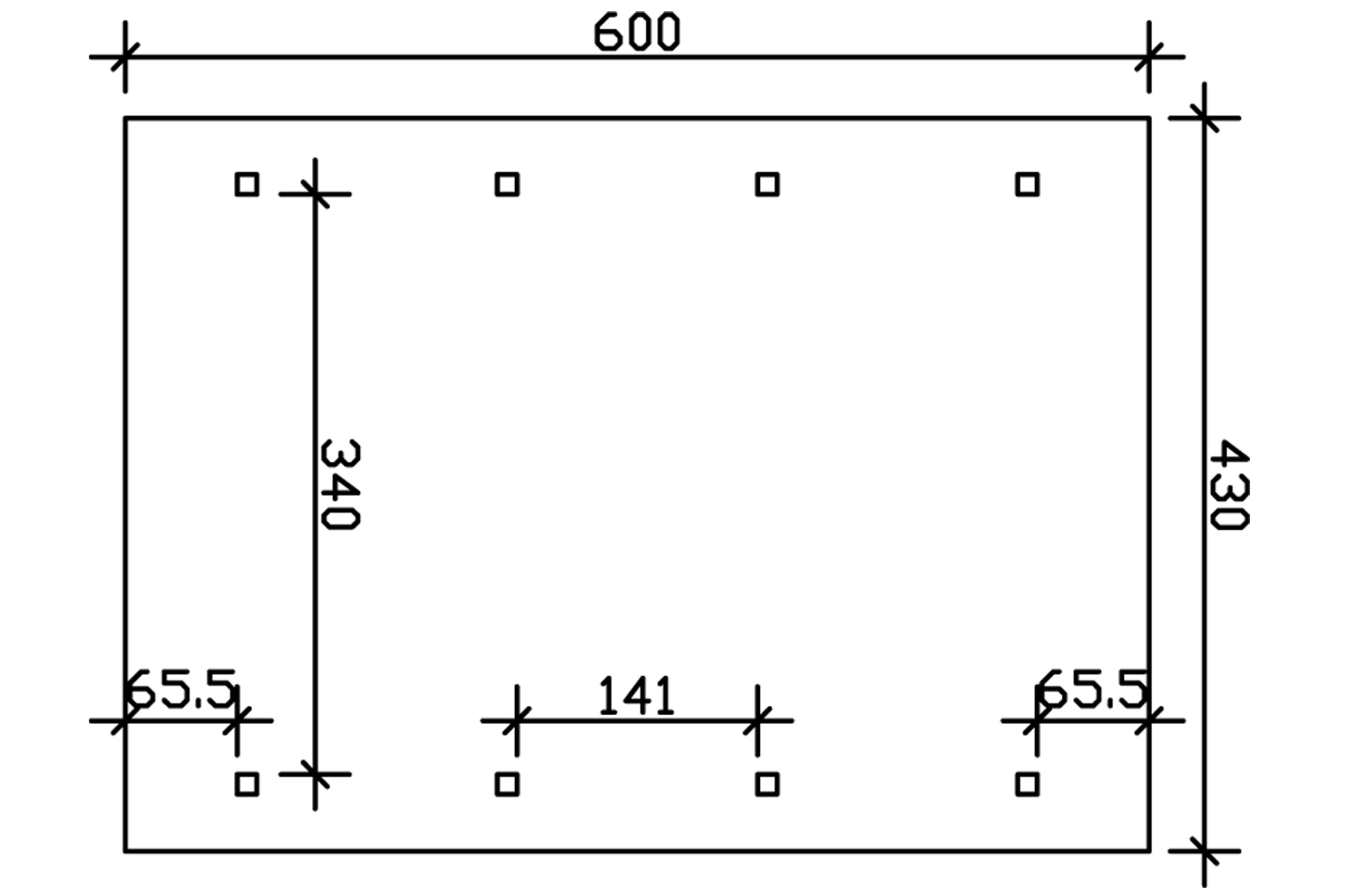Grafik (Grundriss): Carport Wallgau 430 x 600 cm