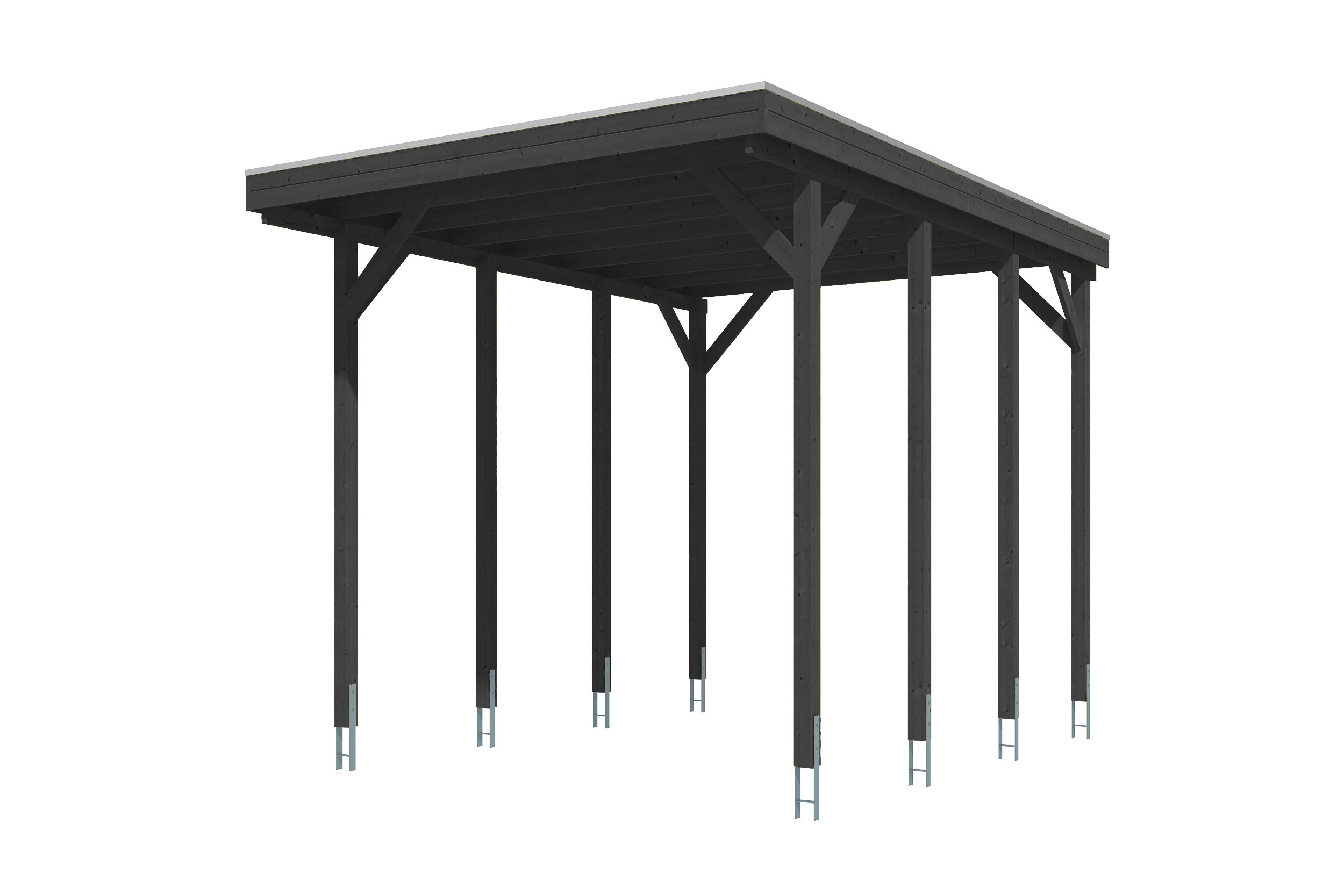 Friesland carport 402 x 555 cm, met dakplaten, leigrijs