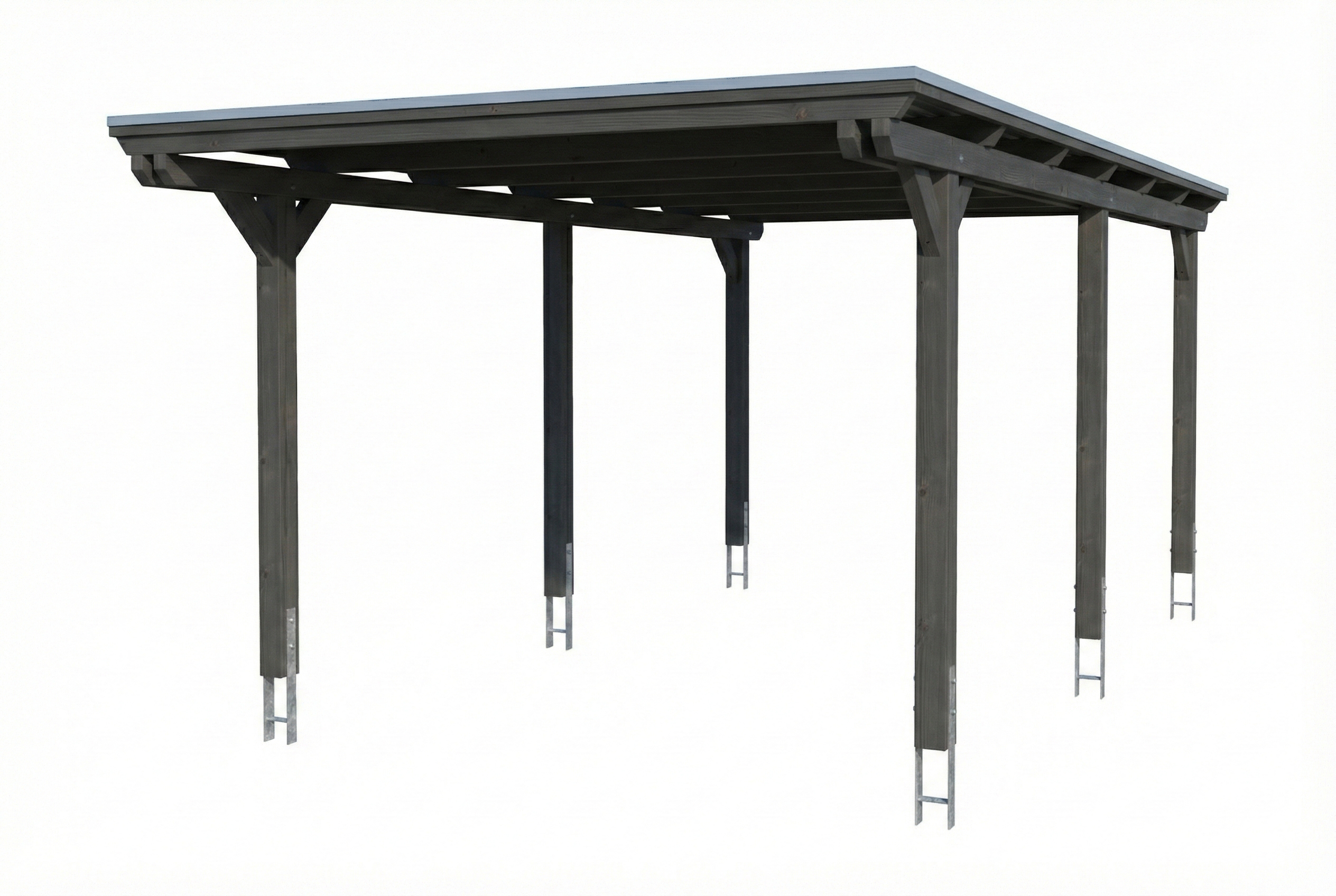 Carport Emsland 340 x 604 cm, stalen dakplaten met anticondensvlies, leigrijs
