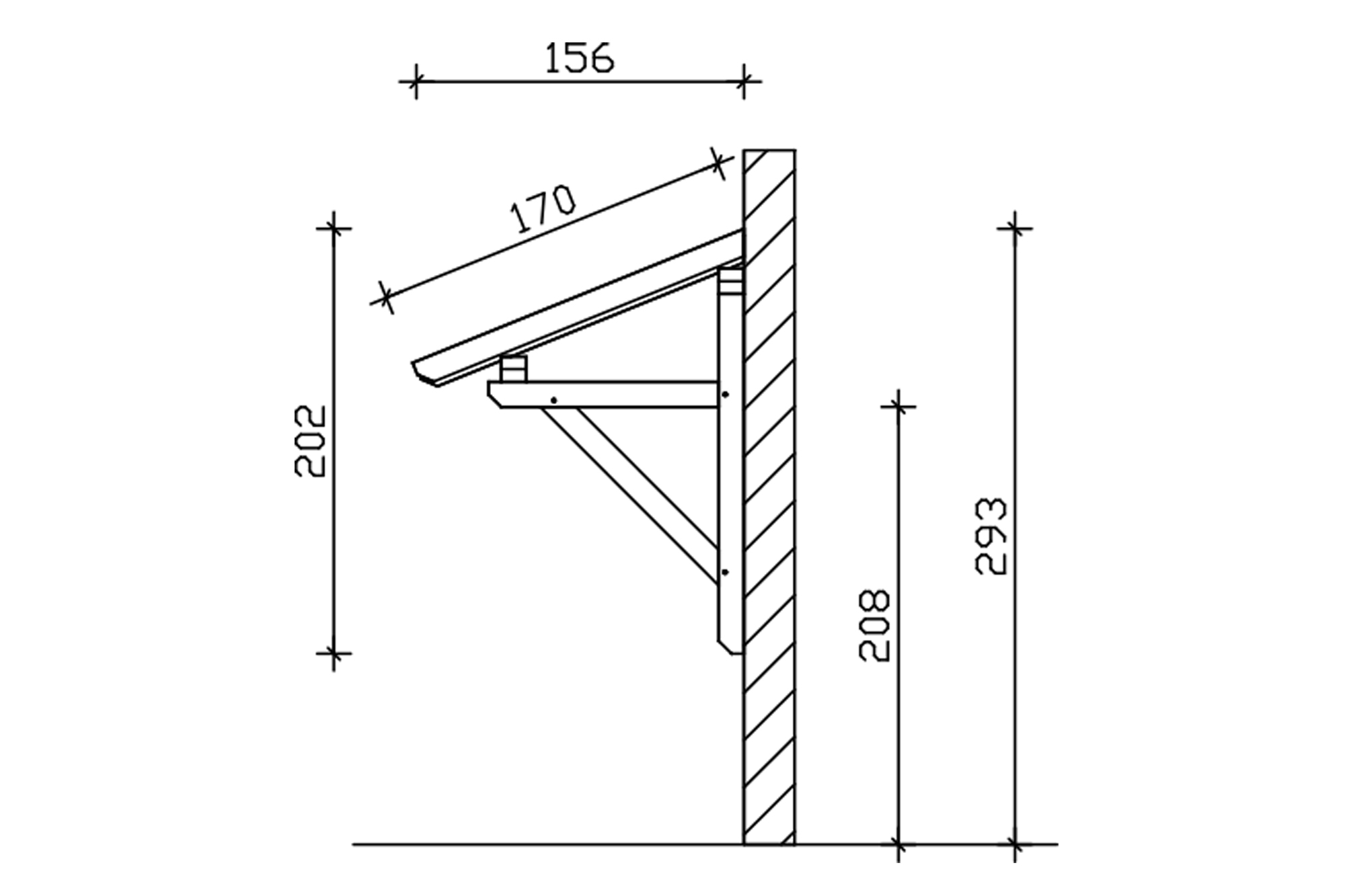 Canopy Potsdam type 1, 176 x 156 cm, colour pre-treated light oak