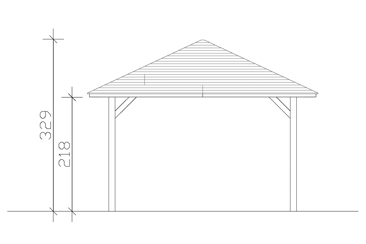 Paviljoen Orleans maat 2, 439 x 786 cm, vierhoekig, gelakt in antraciet