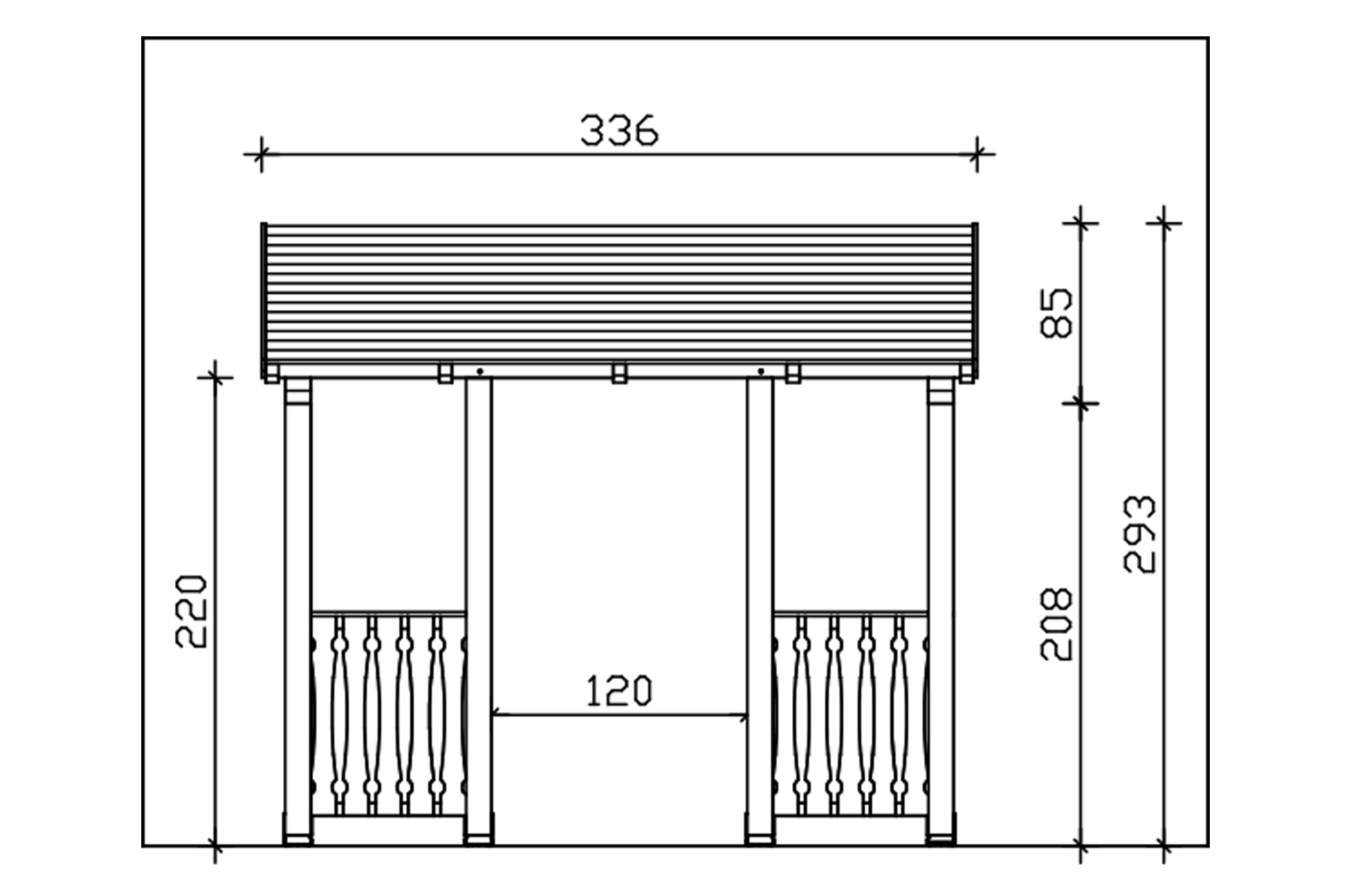 Stříška PADERBORN 6, 336x156cm, lazura světlý dub