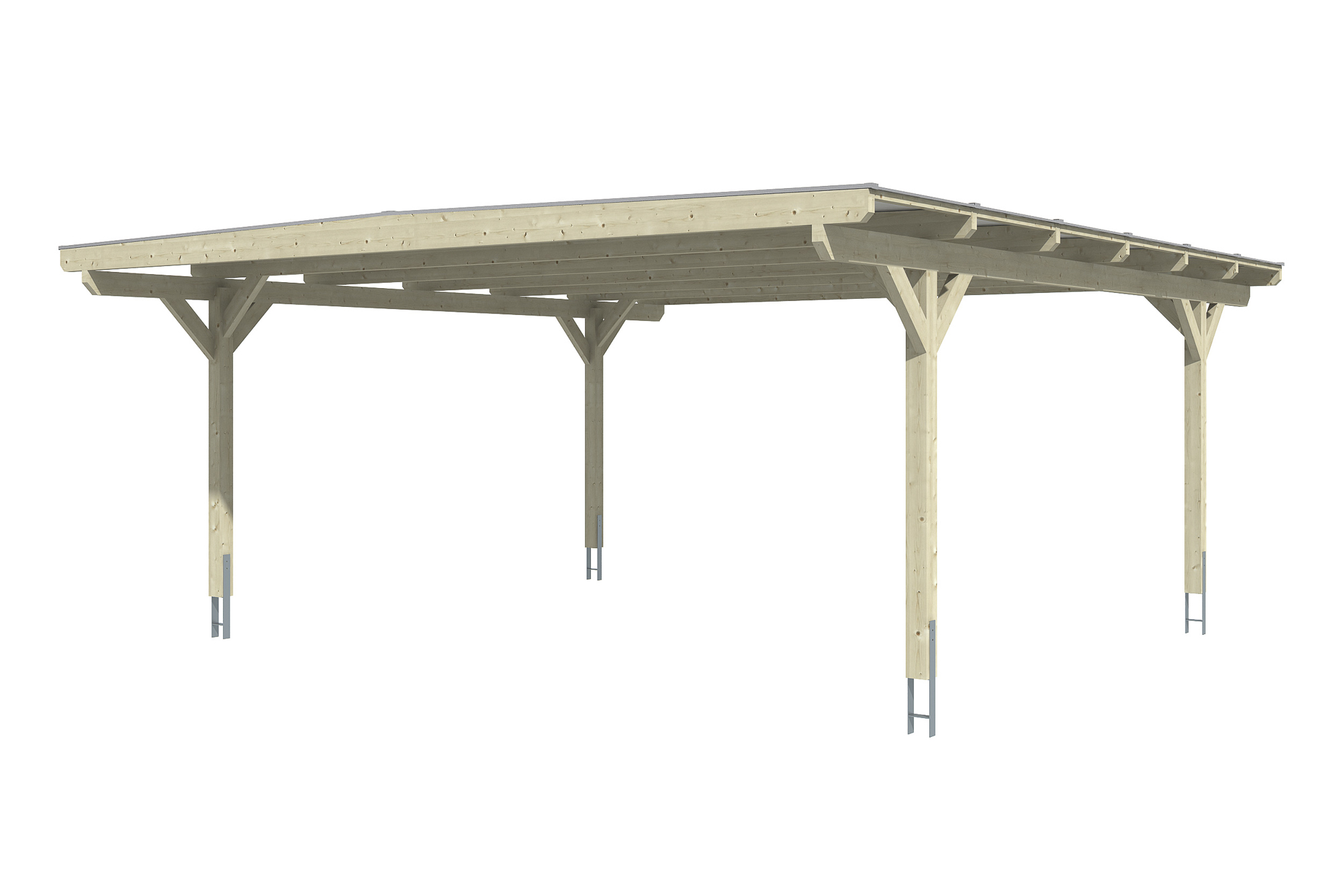 Carport Odenwald 640 x 648 cm, onbehandeld, met polycarbonaatplaten