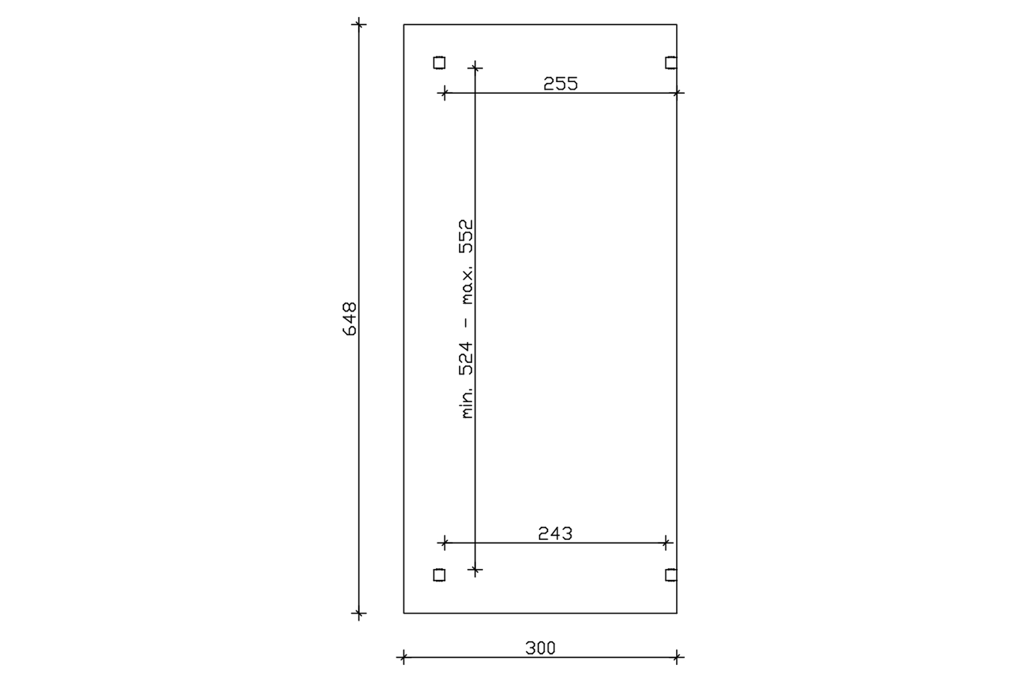 Grafik (Grundriss): Terrassenüberdachung Sanremo 648x300 cm