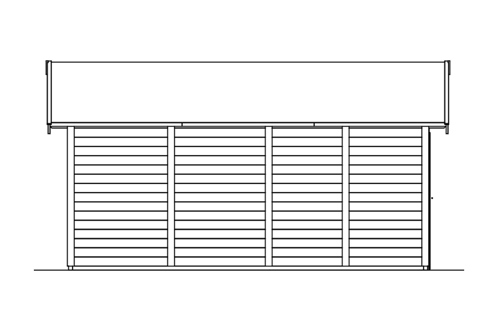 Houten garage Varberg 2, 45mm 500 x 525 cm, onbehandeld