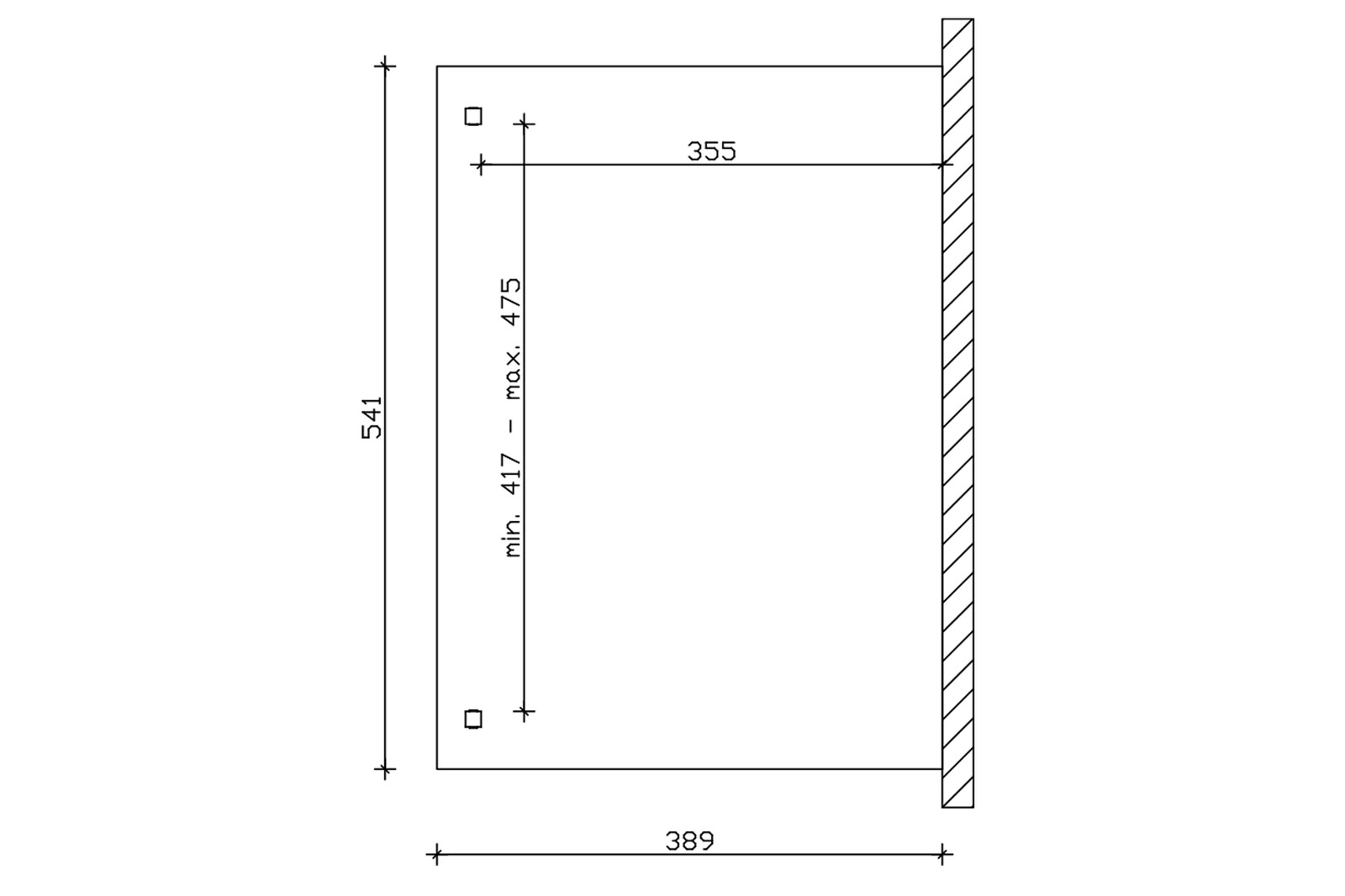 Pergola adossée VERONA 541x389cm, bois lamellé-collé, non traité