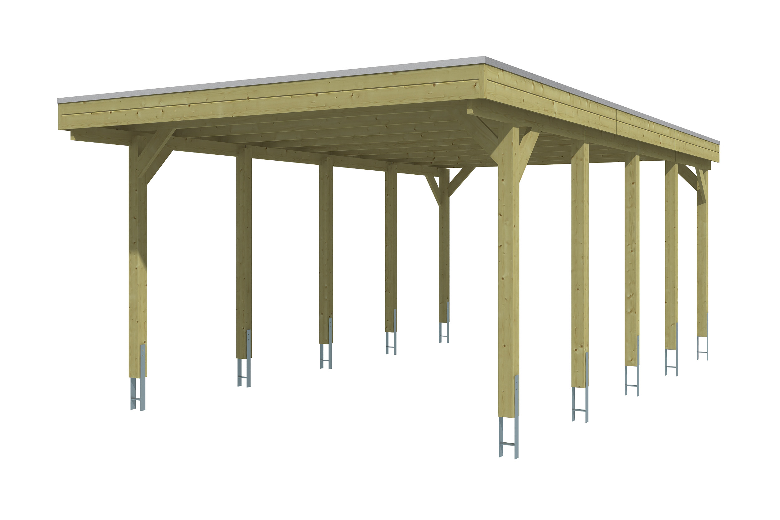 Carport Friesland 402 x 708 cm, met dakplaten, groen geïmpregneerd