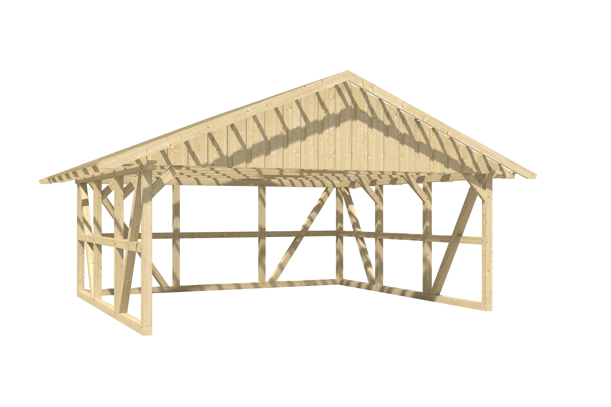 Carport SCHWARZWALD 684x600cm avec paroi arriere, lattis, KVH-bois d'épinette, non traité