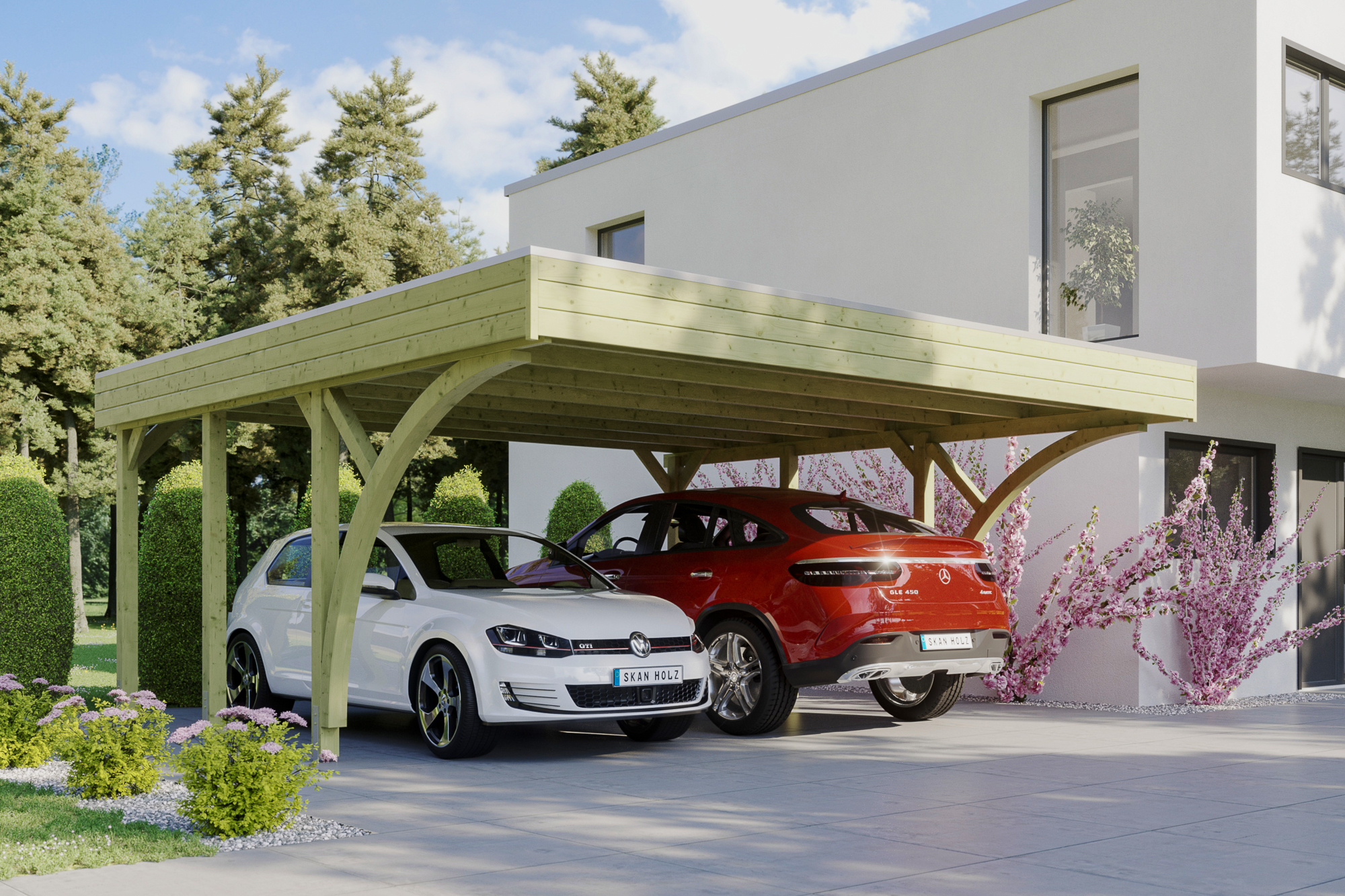 Ambientebild: Carport Friesland mit 2 Einfahrtsbögen