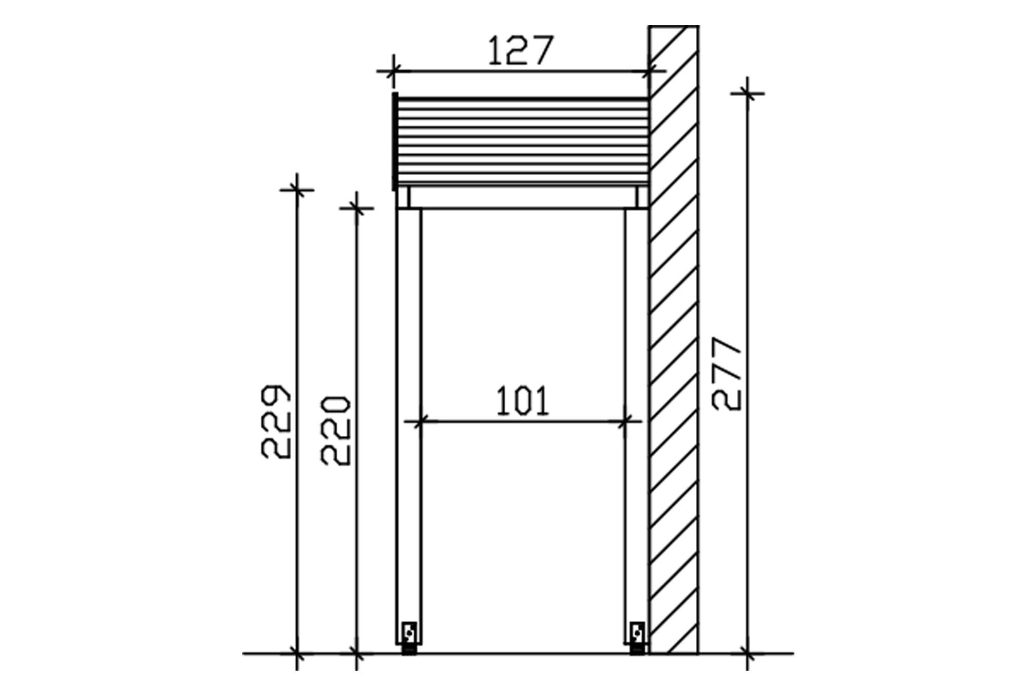 Grafik (Schnitt): Vordach Sassnitz 