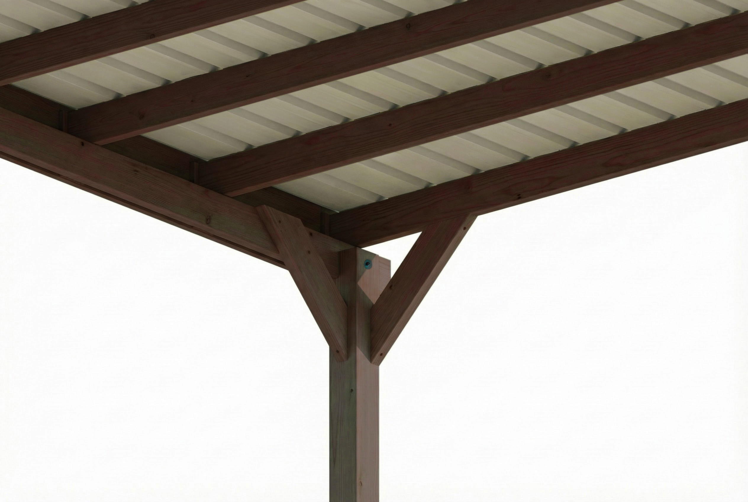 Carport Friesland 402 x 708 cm, avec panneaux de toit en acier, noyer