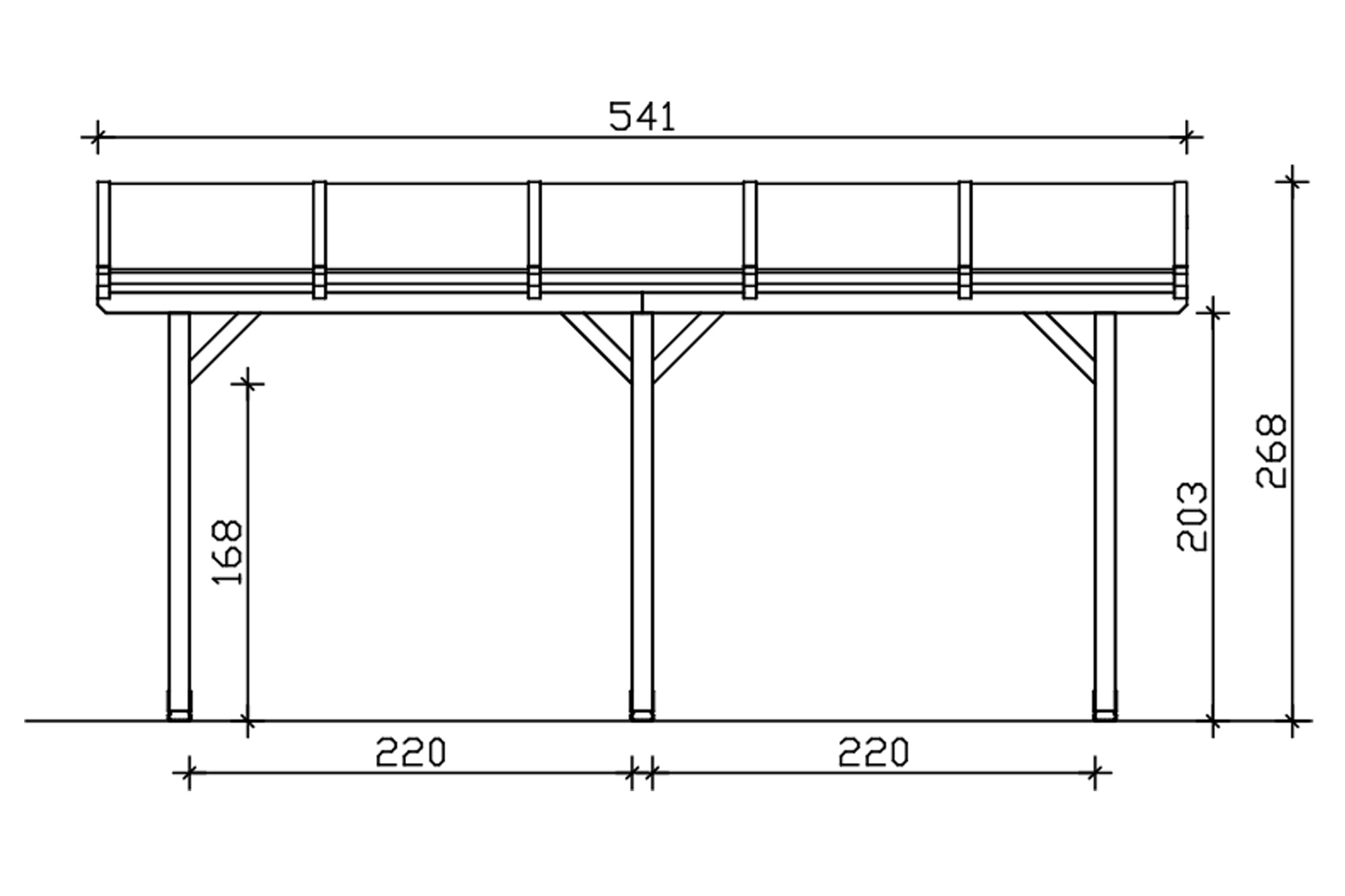 Pergola adossée Rimola 541 x 350 cm, Douglas, naturel
