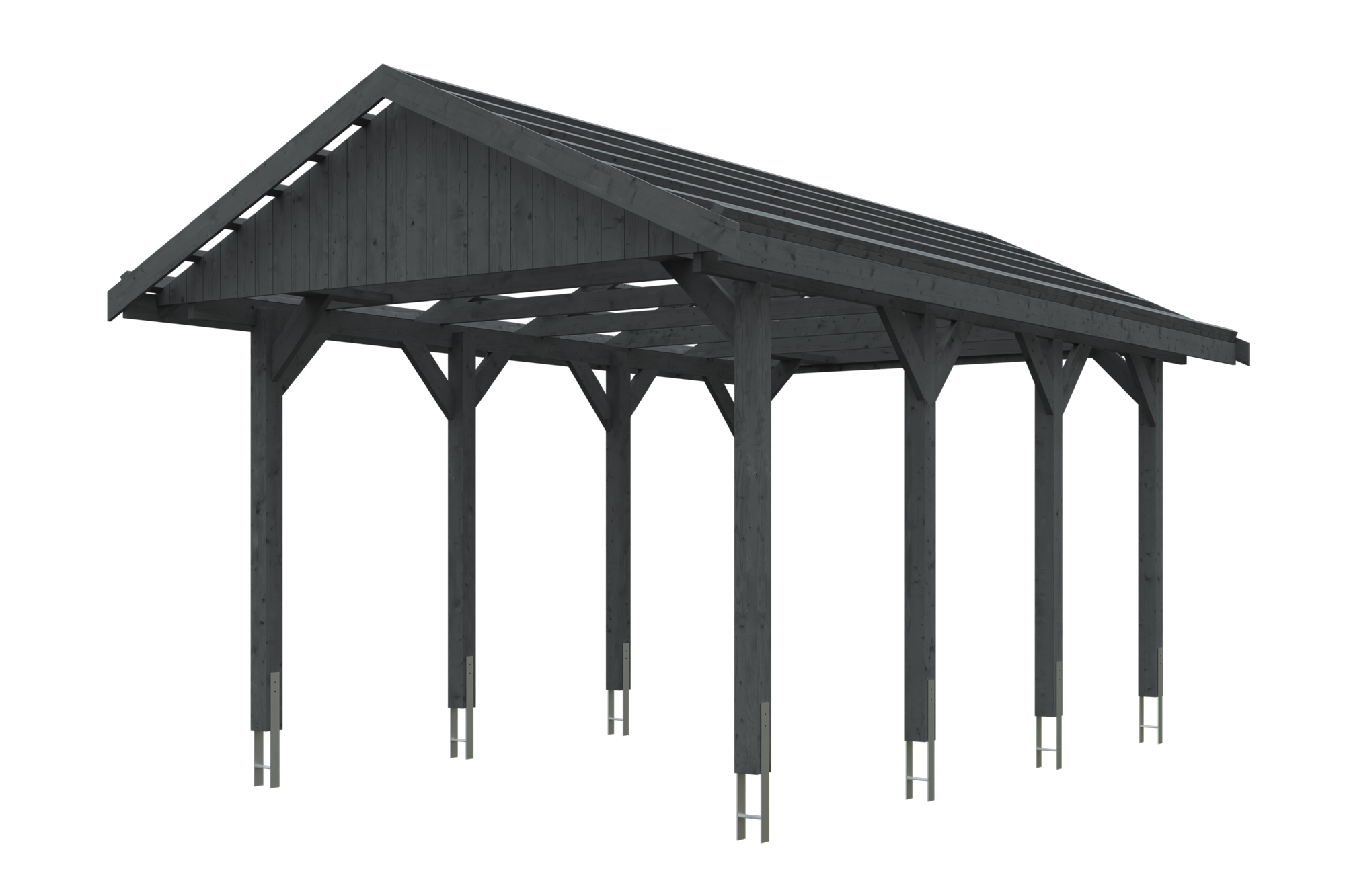 Produktbild: Carport Wallgau 380 x 600 cm, mit Dachlatten, farblich behandelt in schiefergrau