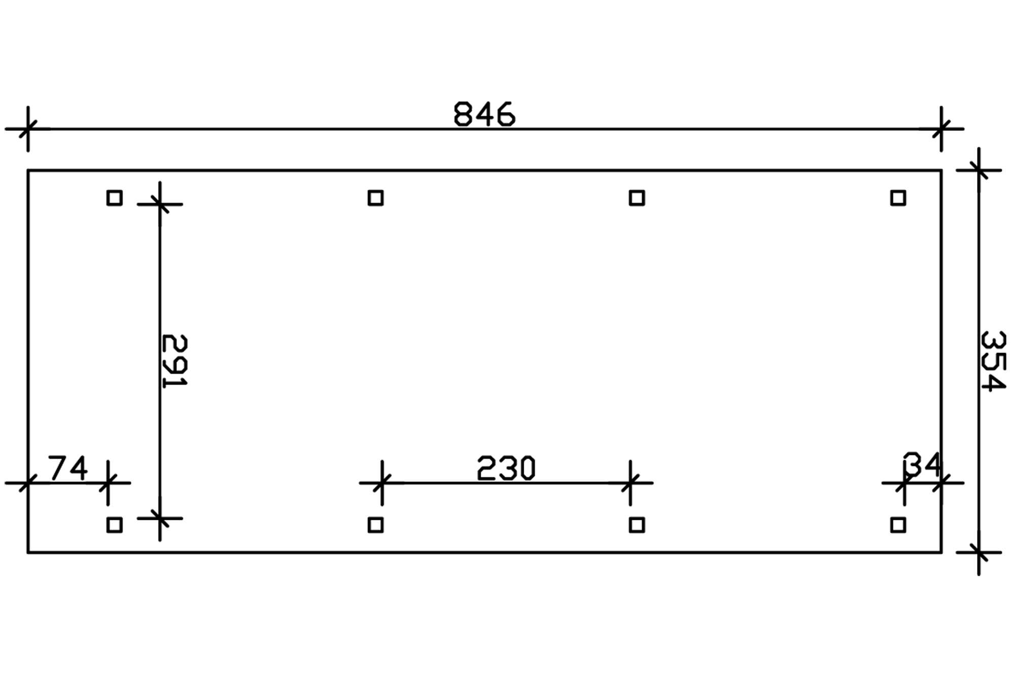 Grafik (Grundriss): Carport Emsland 354 x 846 cm