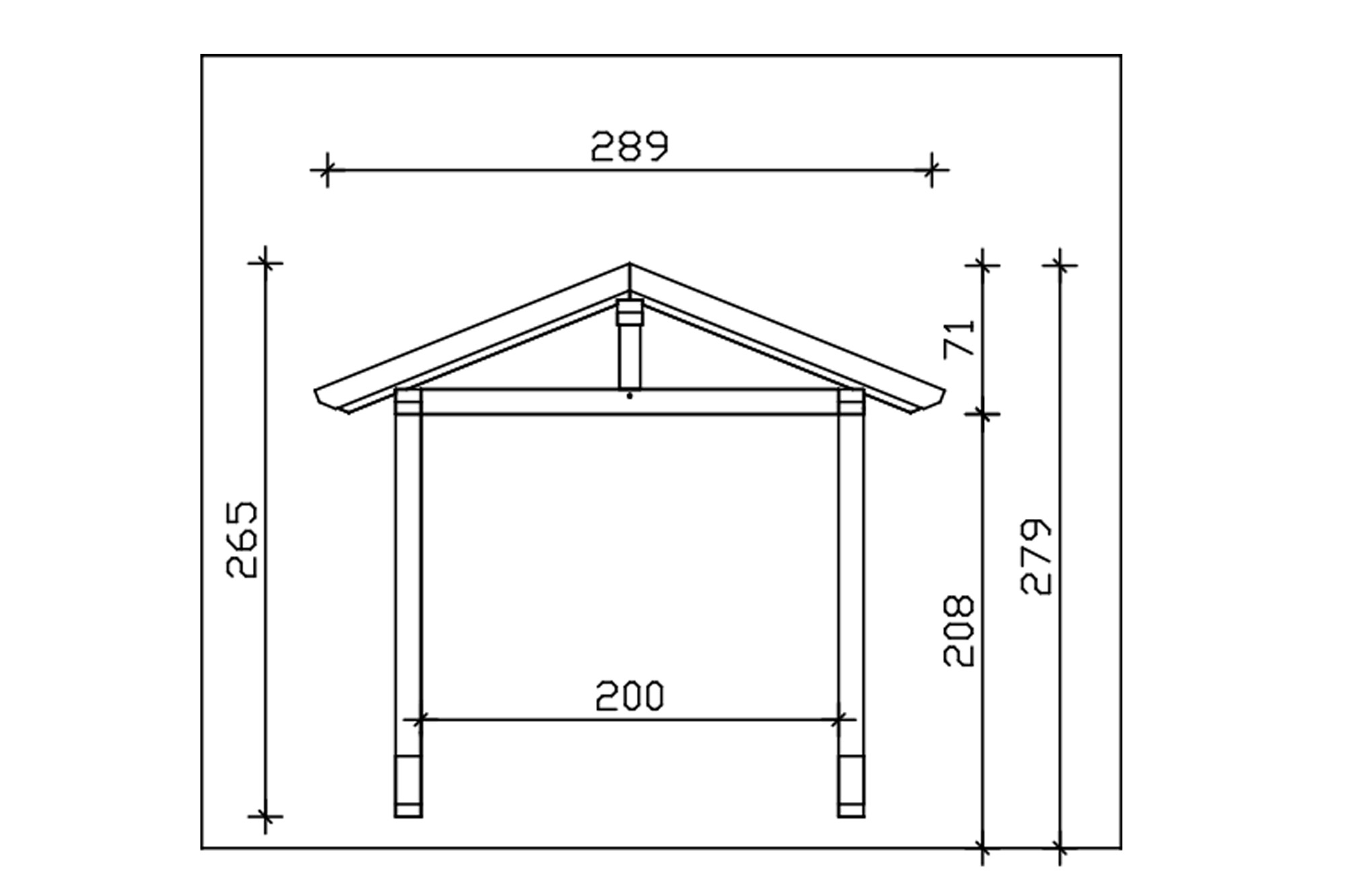 Canopy Stralsund type 2, 289 x 116 cm, colour pre-treated light oak