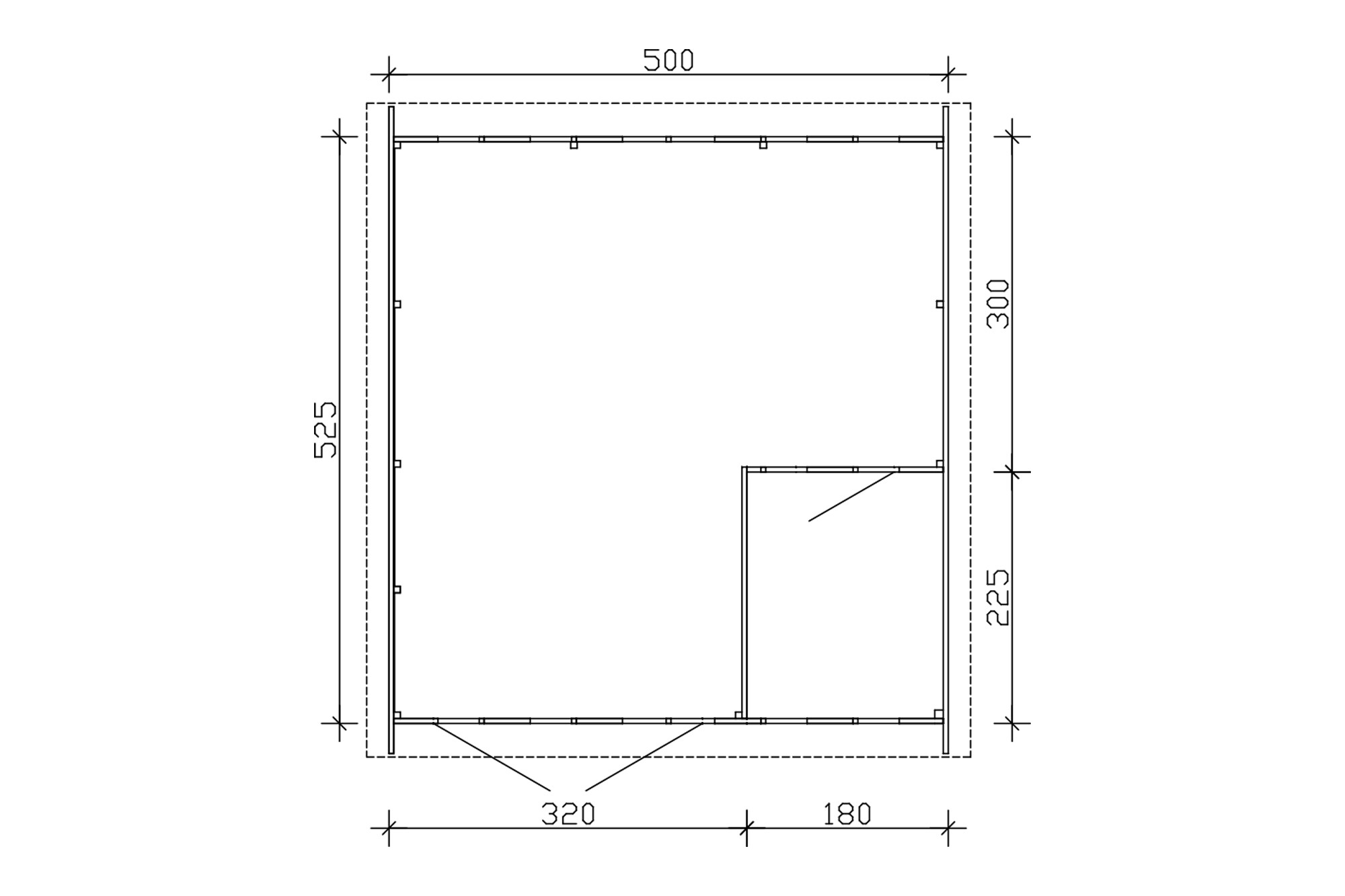 Houten garage Varberg 2, 45mm 500 x 525 cm, leigrijs