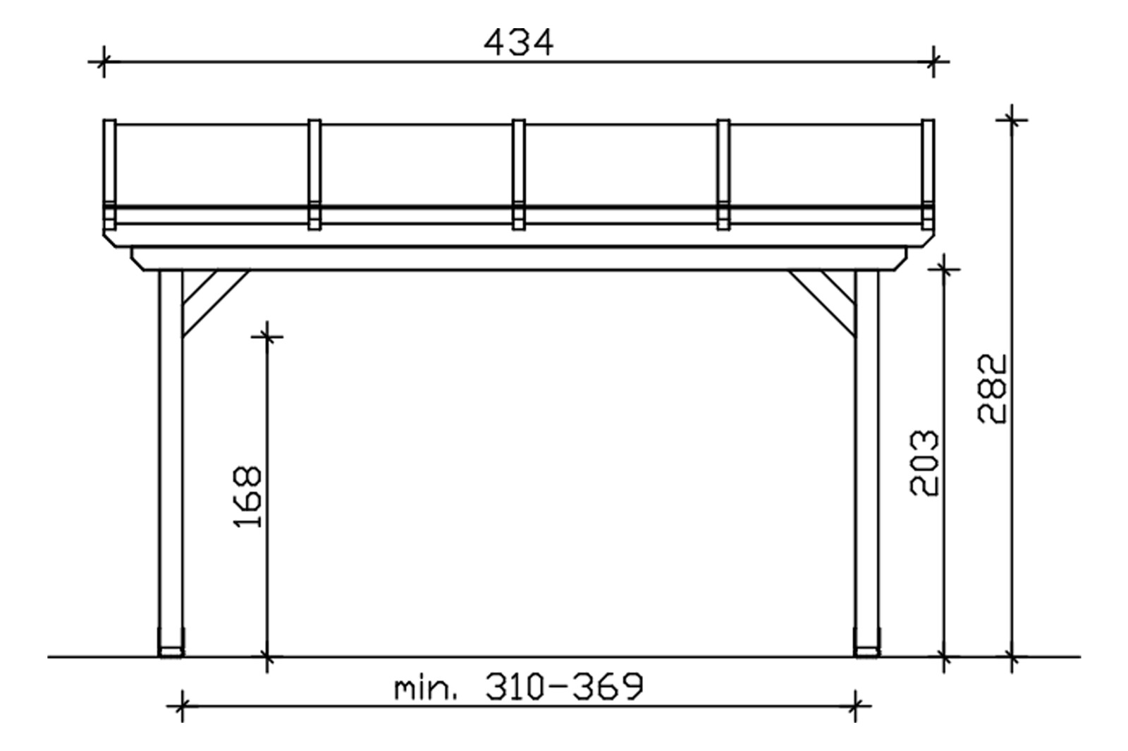 Terrace roof Ancona 434 x 350 cm, glulam, untreated