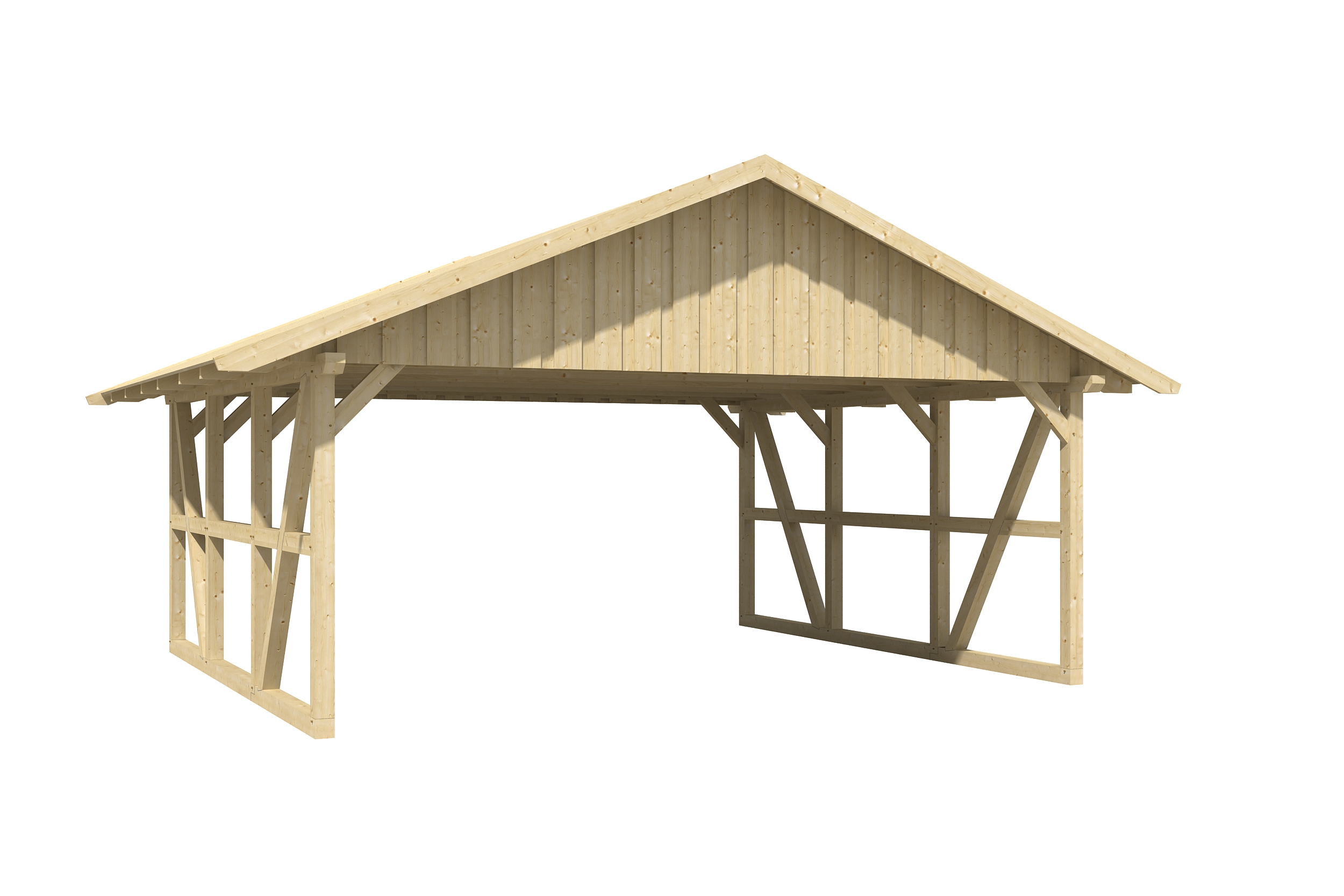 Carport SCHWARZWALD 684x600cm avec planches de toit, KVH-bois d'épinette, non traité