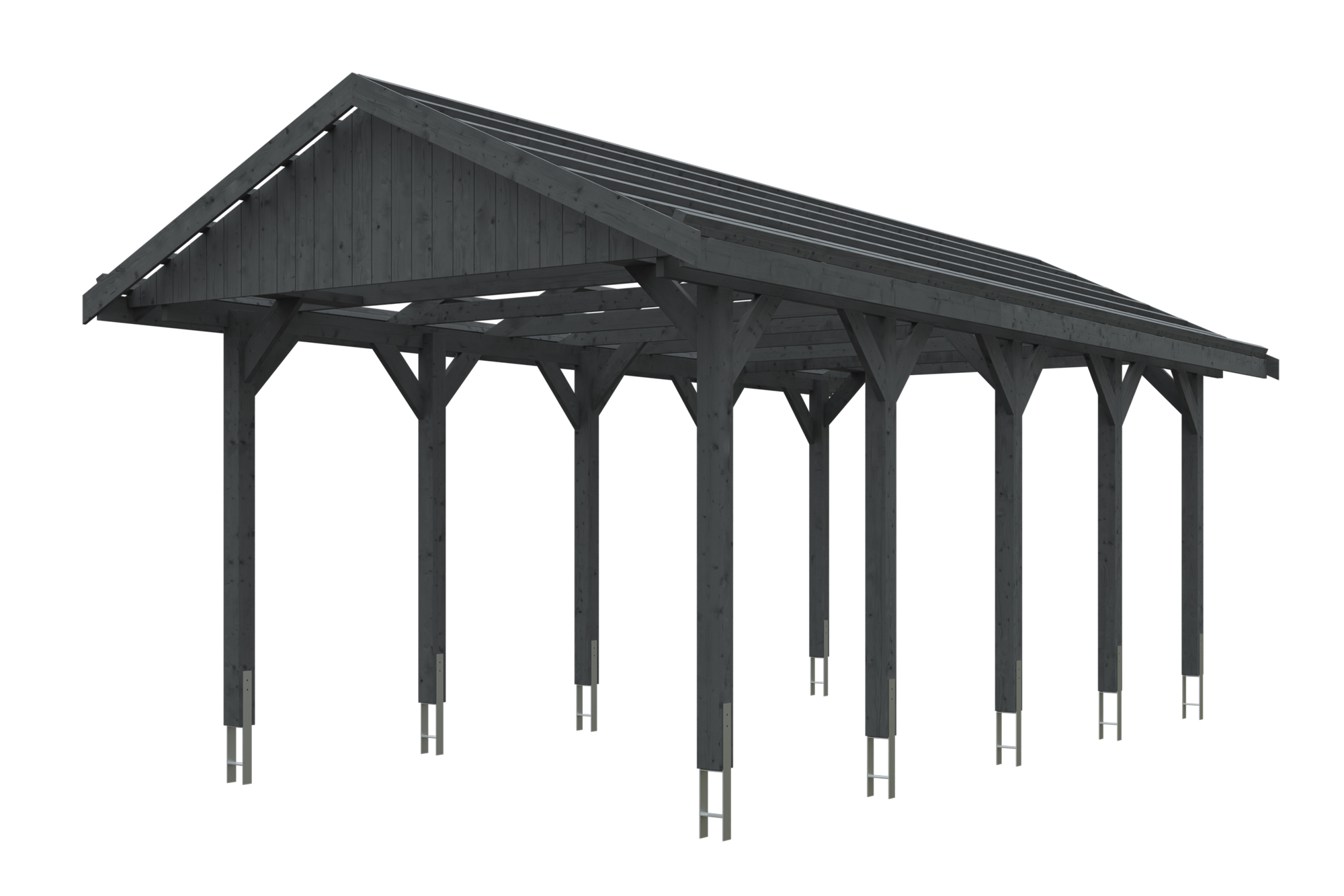 Produktbild: Carport Wallgau 380 x 750 cm, mit Dachlatten, farblich behandelt in schiefergrau