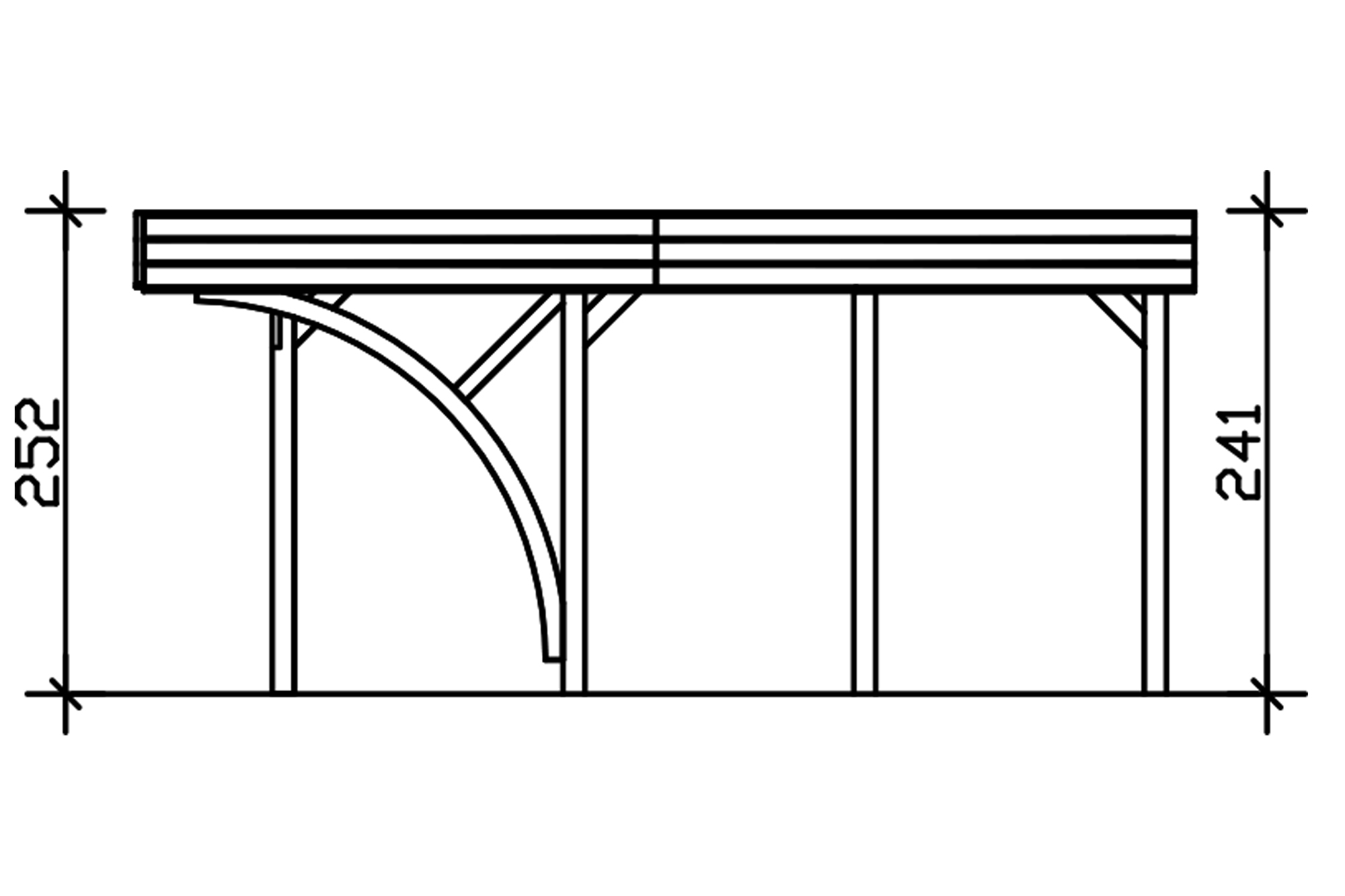 Carport Friesland Set H, 546 x 555 cm, mit zwei Einfahrtsbögen, grün imprägniert