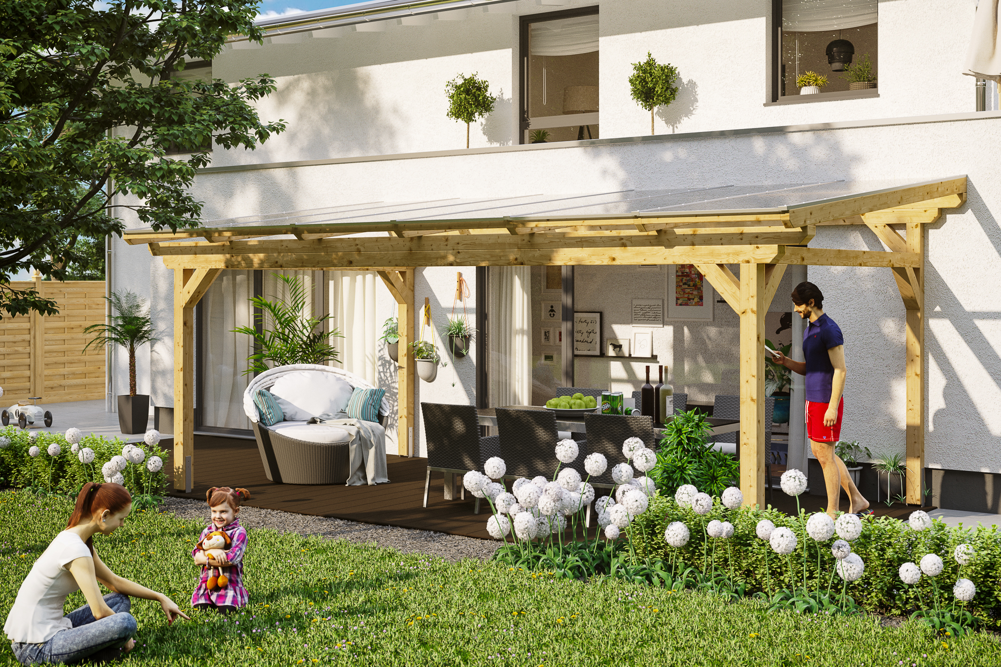 Ambientebild: Terrassenüberdachung Sanremo, Breite 648 cm, unbehandelt