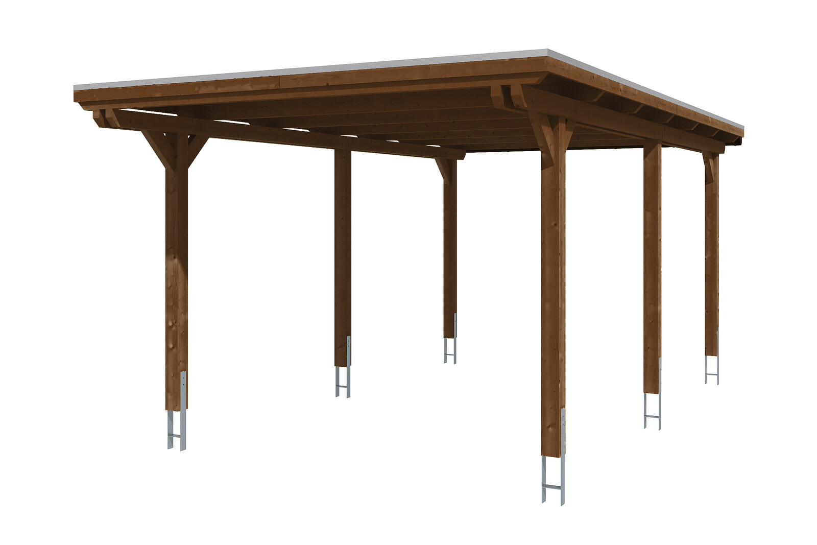 Carport Emsland 354 x 604 cm mit EPDM-Dach, nussbaum