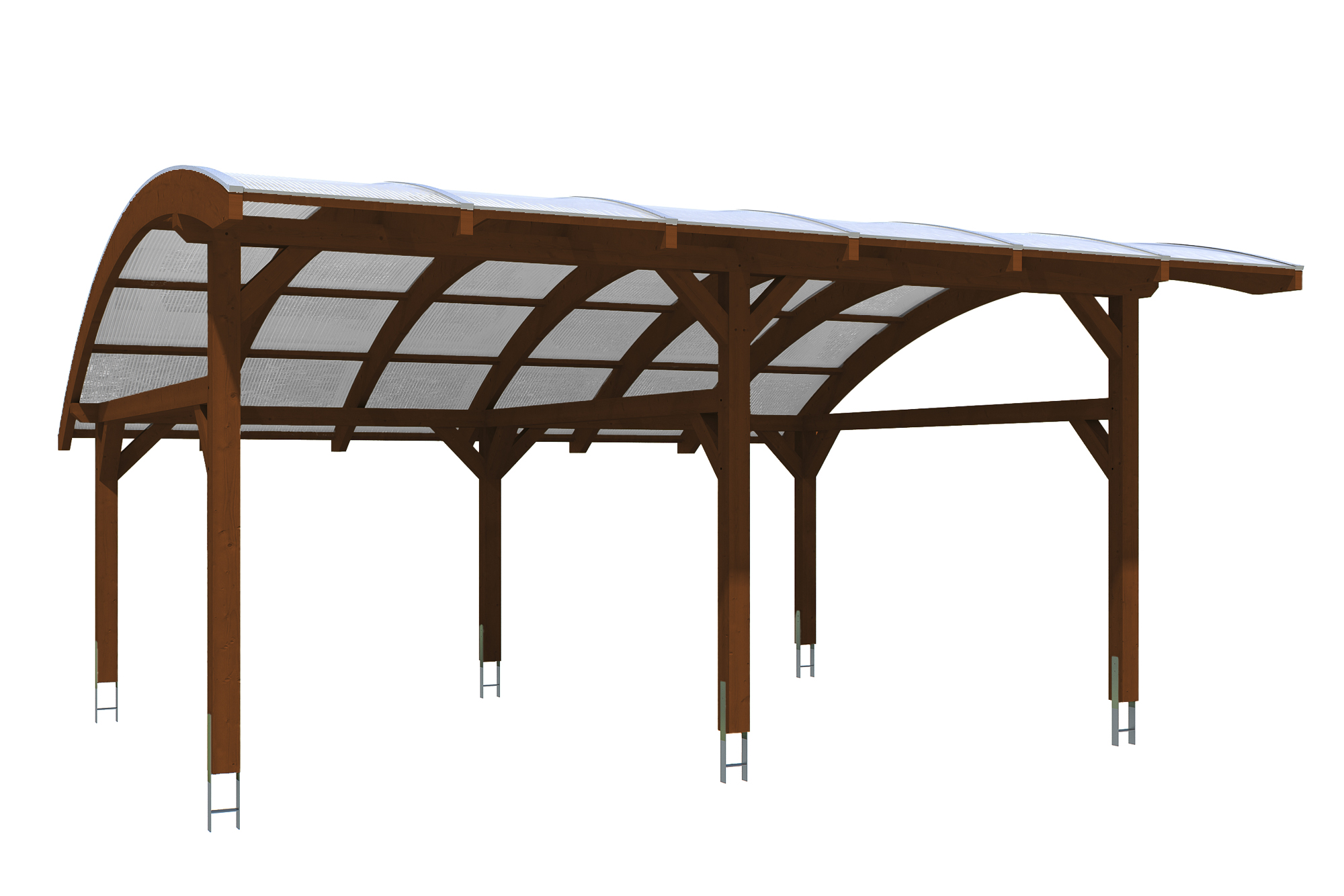 Produktbild: Carport Schwaben 648 x 630 cm, farblich behandelt in nussbaum