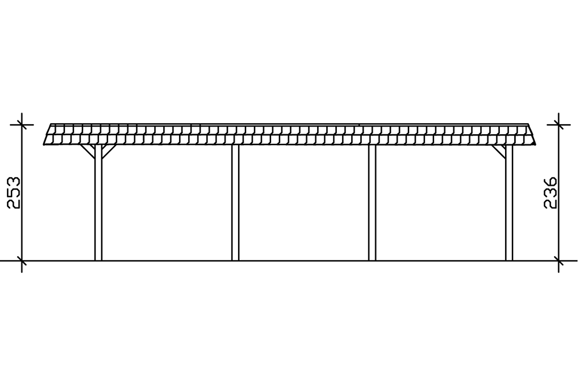 Grafik (Schnitt): Carport Wendland 630 x 879 cm