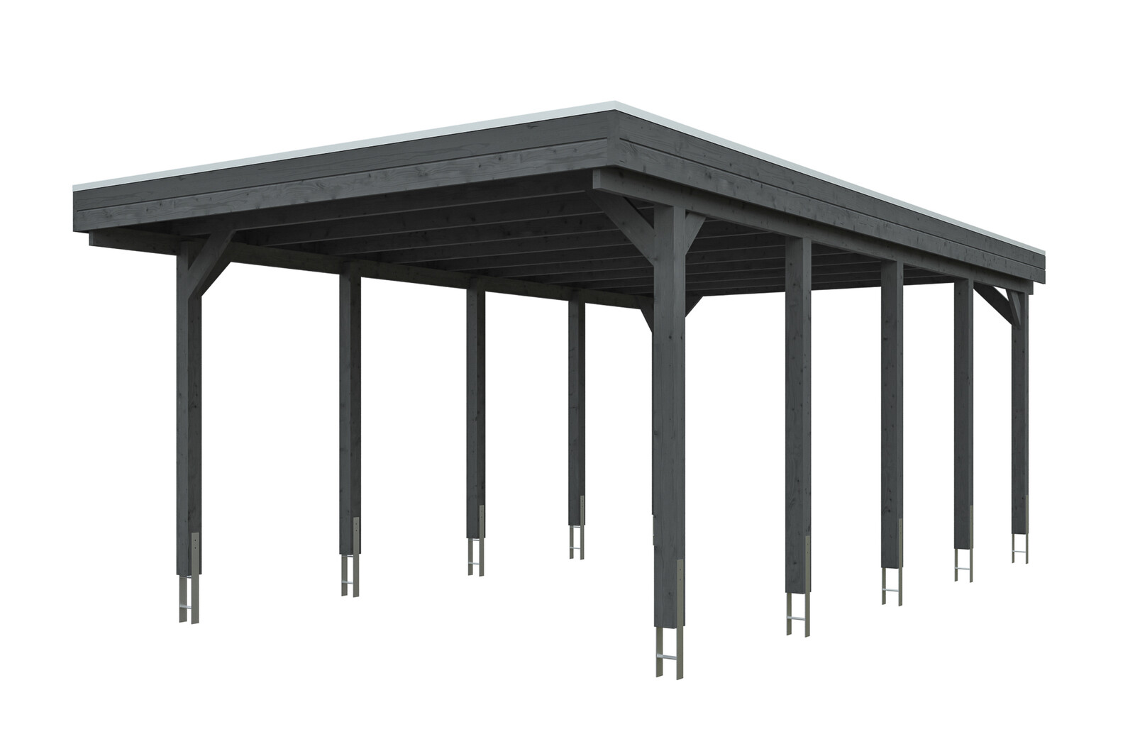 Carport Friesland 397 x 708 cm mit Aluminiumdach, schiefergrau