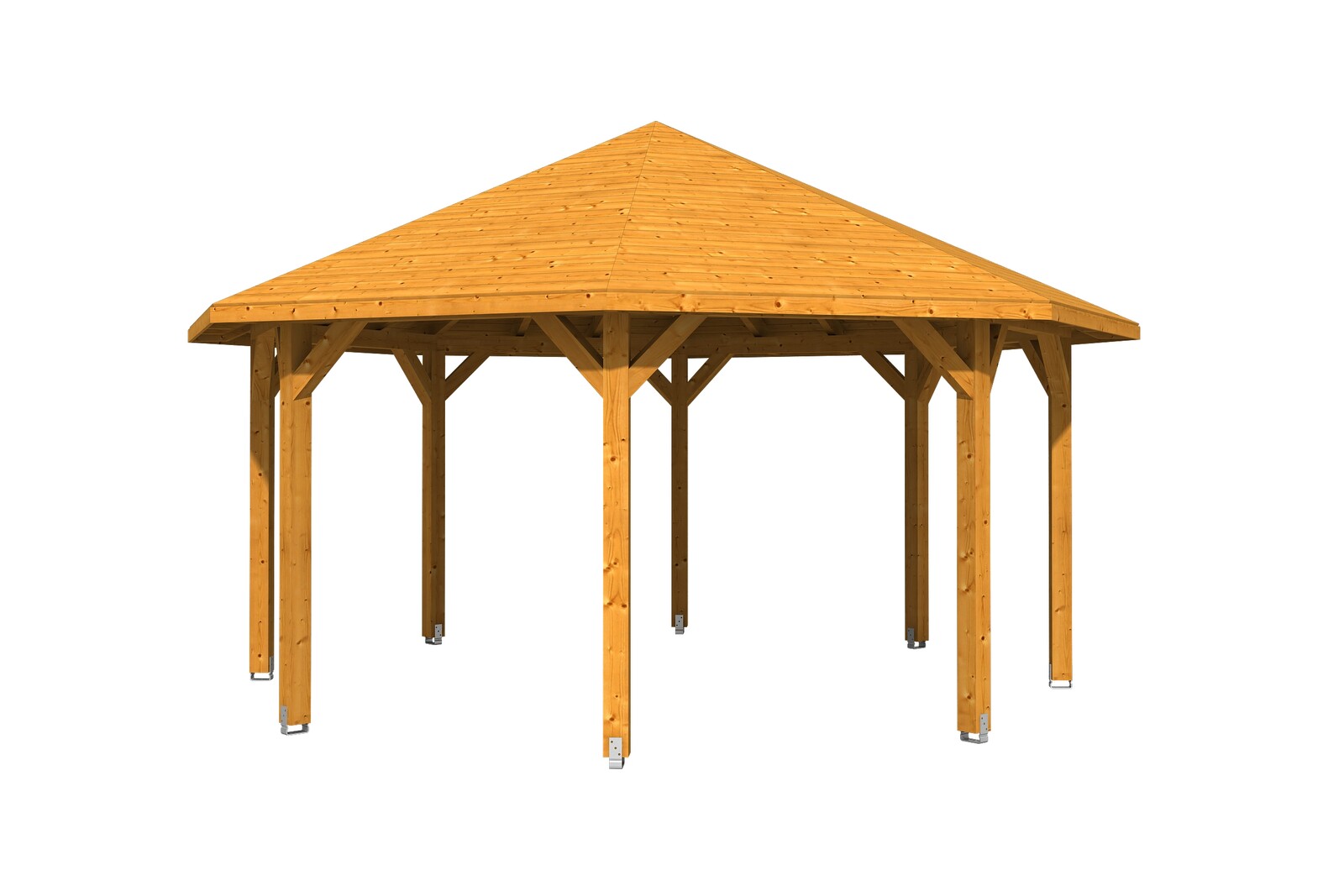 Gloriette NICE 3 (ø 557cm) octagonales, bois lamellé-collé, traitement coloré chêne clair