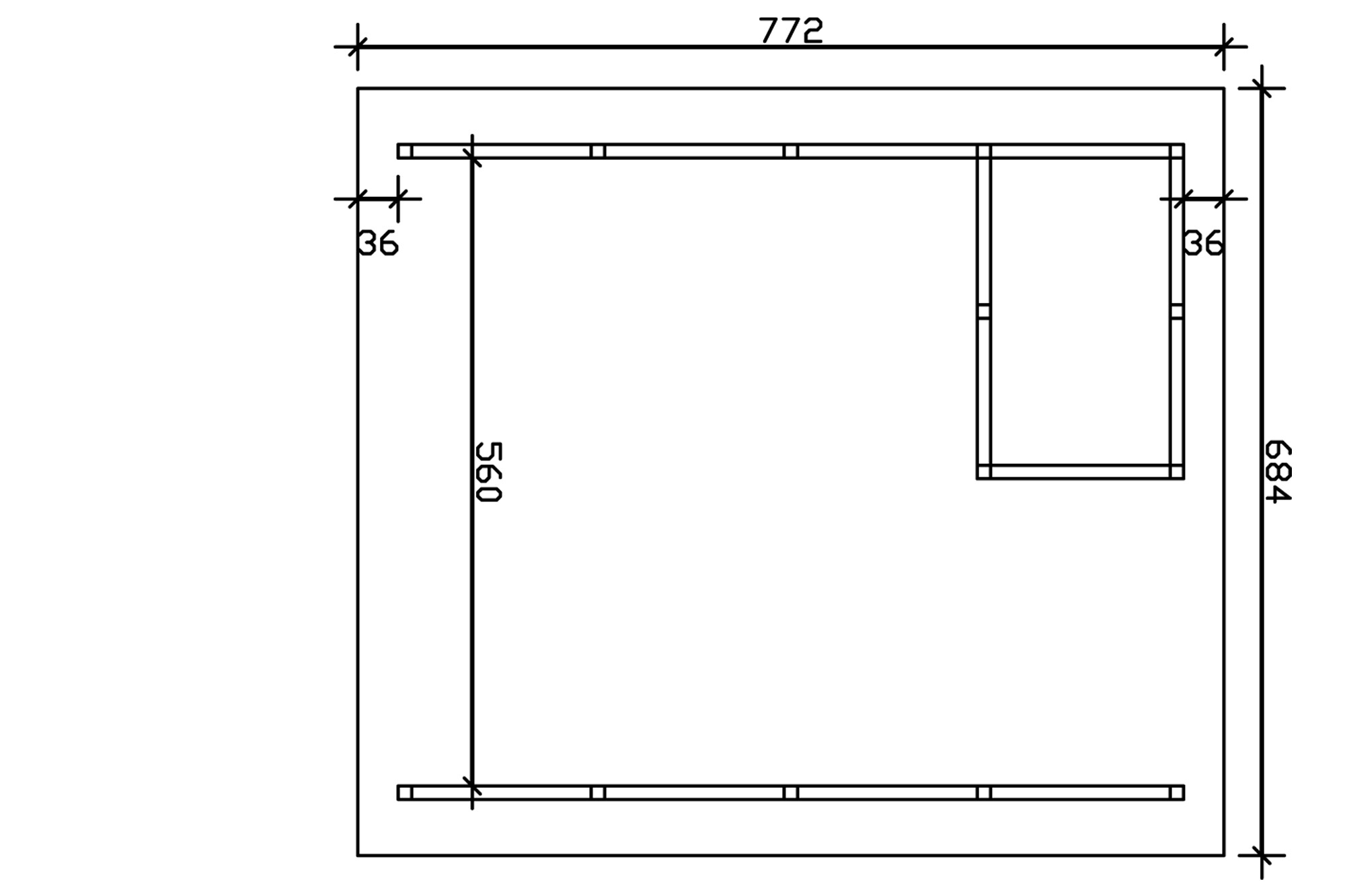 Carport Schwarzwald 684 x 772 cm with storage room 1, colour pre-treated walnut