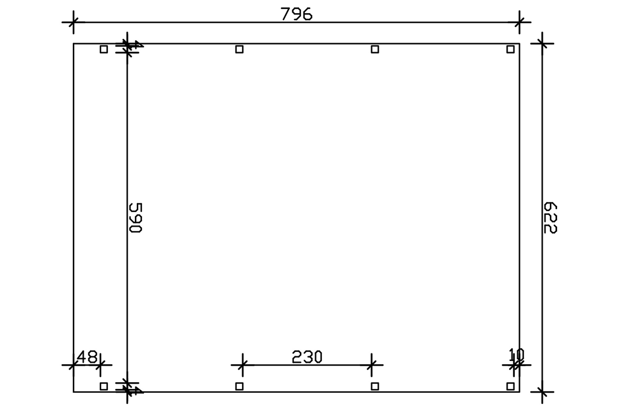 Carport Grunewald 622 x 796 cm mit EPDM-Dach, nussbaum