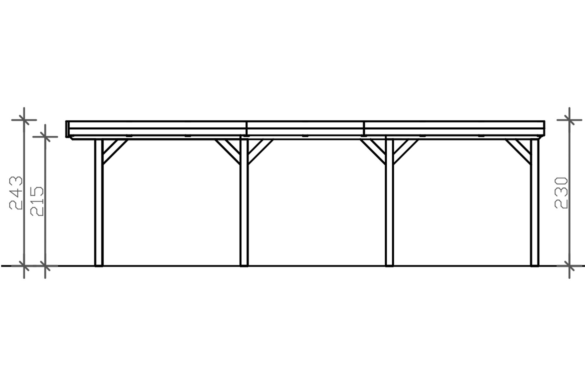 Grafik (Schnitt): Carport Grunewald 321 x 796 cm