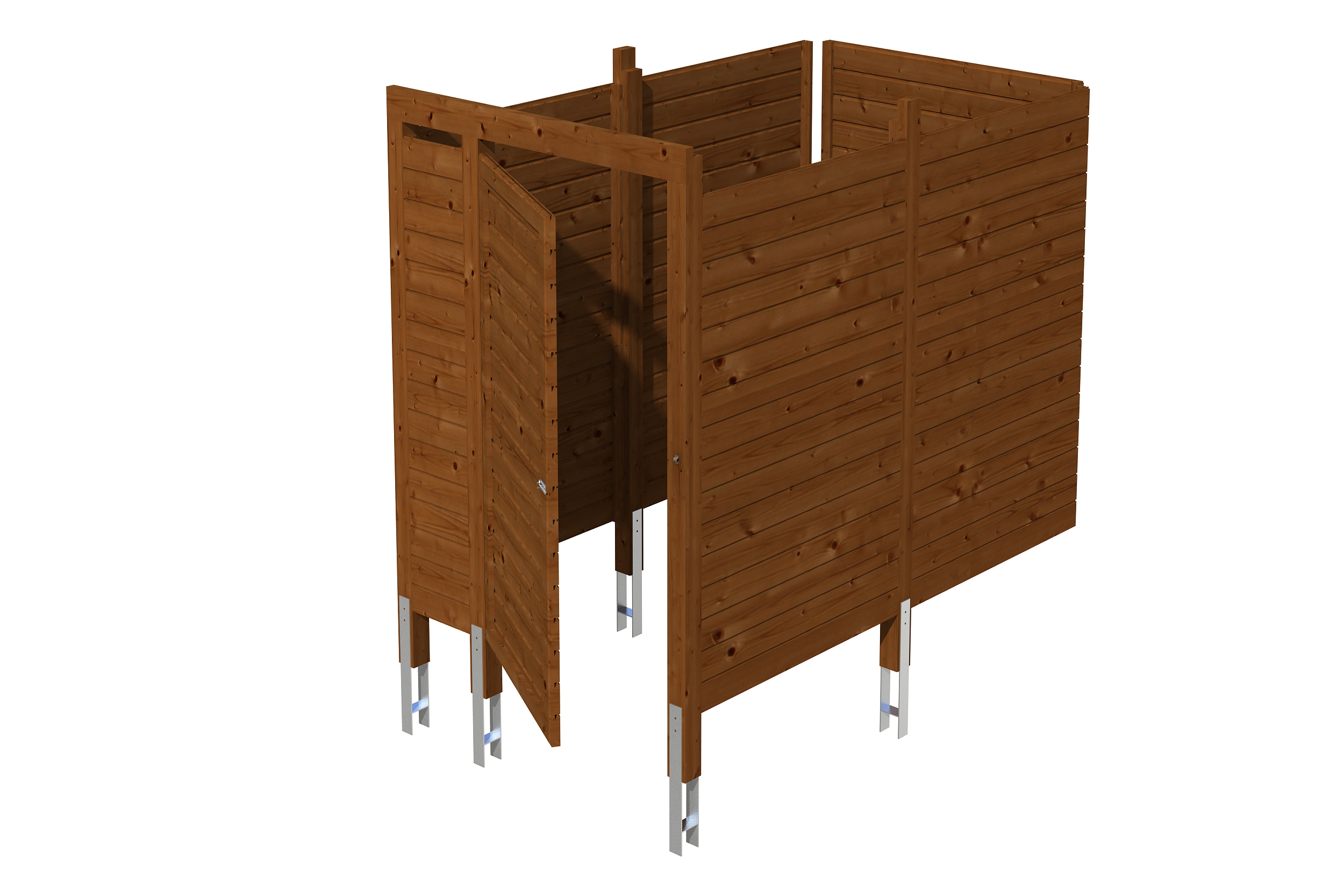 Remise C7, 275 x 164 cm, Panneaux à lattes horizontales, traitement coloré noyer