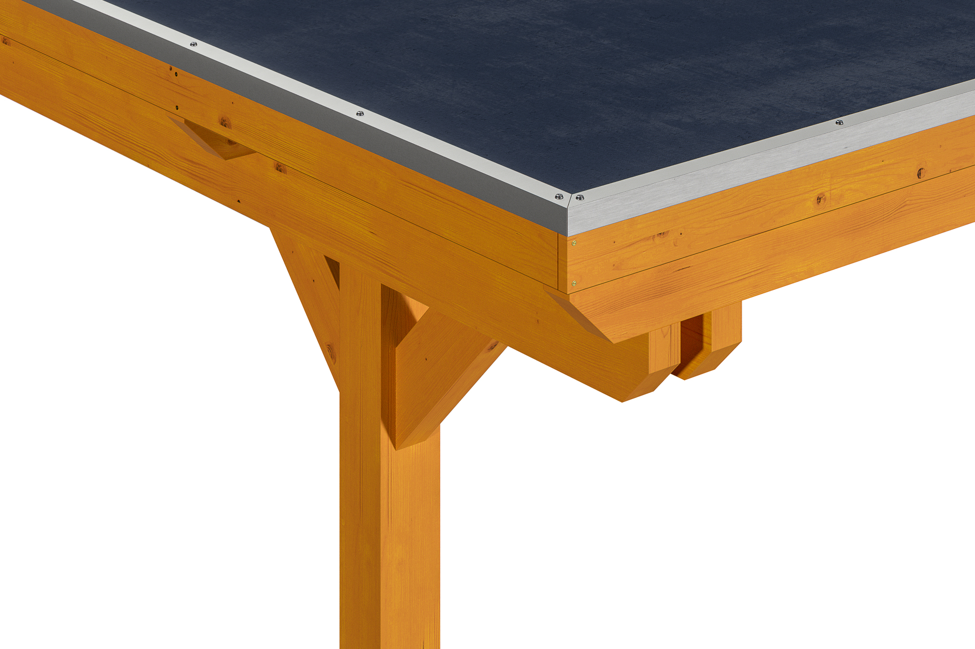 Carport Emsland 613 x 604 cm, gelakt in licht eiken, met dakbetimmering en EPDM-folie